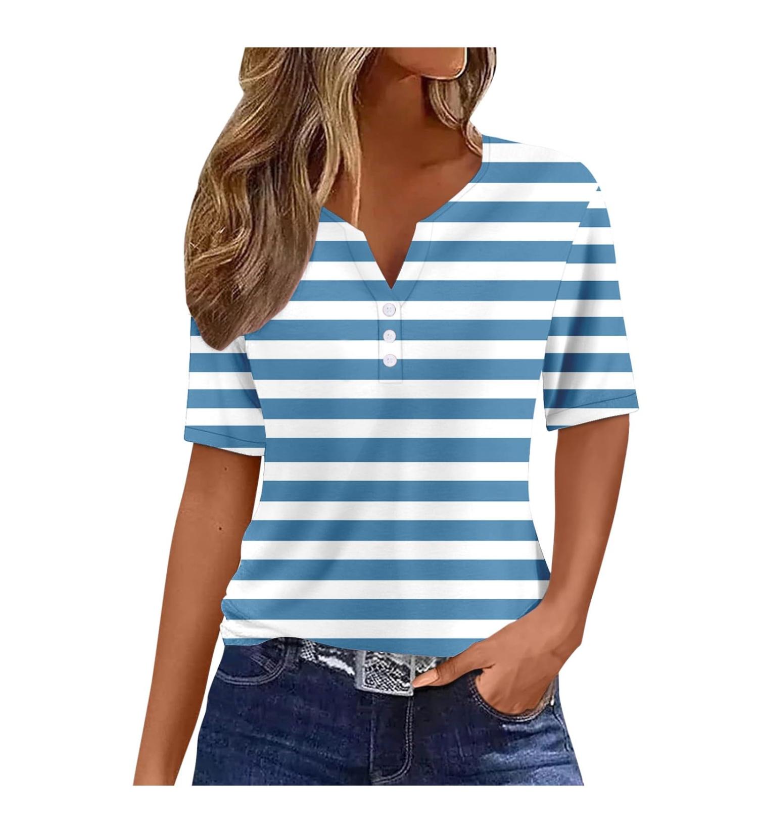 Womens Pusteblume T-Shirt - Retro Dandelion Print Summer Tops Plus Size Blue Tunic Blouses & Pants Set - Short Sleeve XL Women's Wear - Buy Online on GoSupps.com