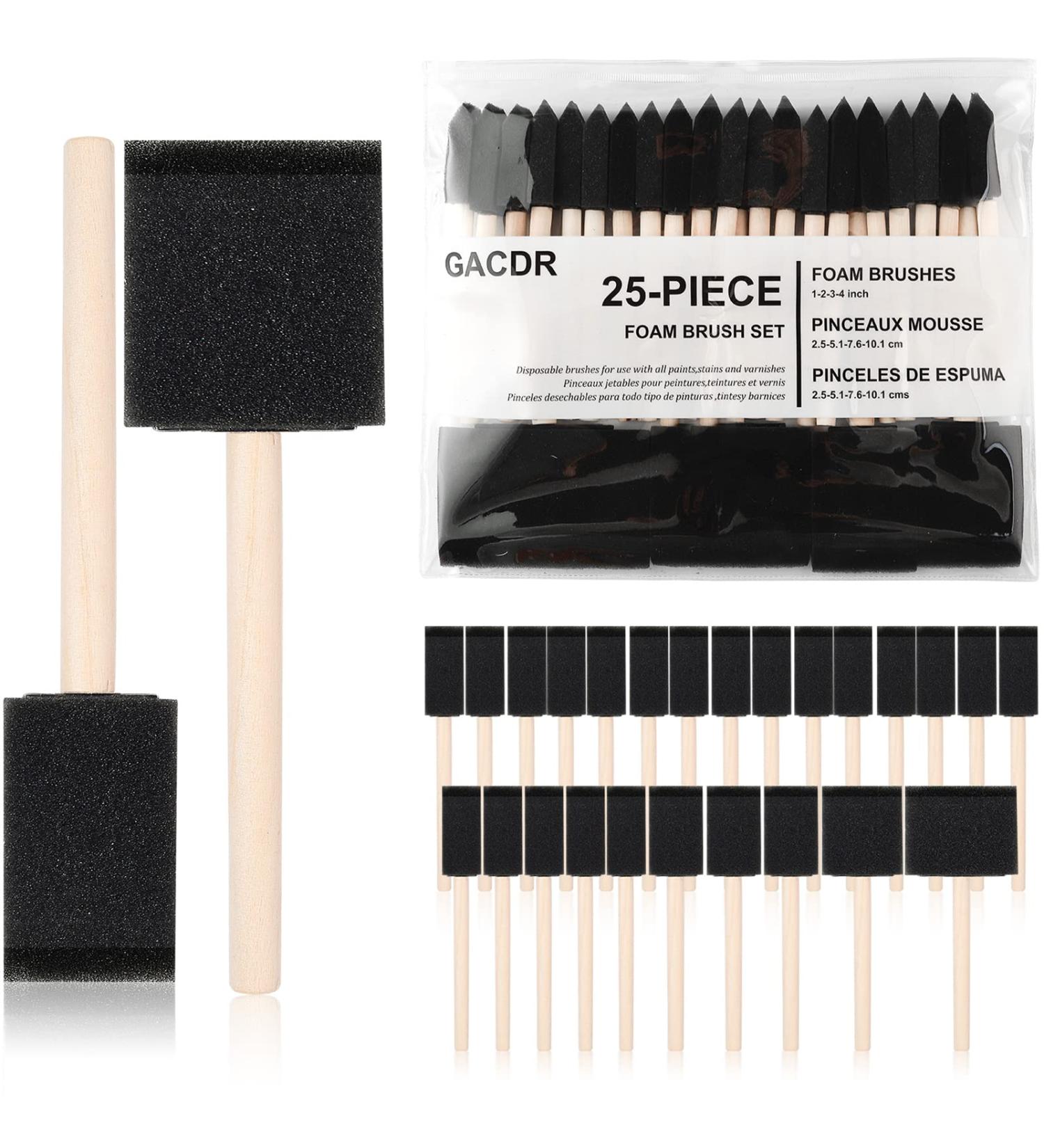 GACDR Foam Paint Brushes - 25 Piece Sponge Brushes for Kids - Wood Handle Foam Brushes for Painting - Ideal for Acrylics, Stains, Varnishes, Crafts - Assorted Sizes 1-4 inch - Buy Online on GoSupps.com