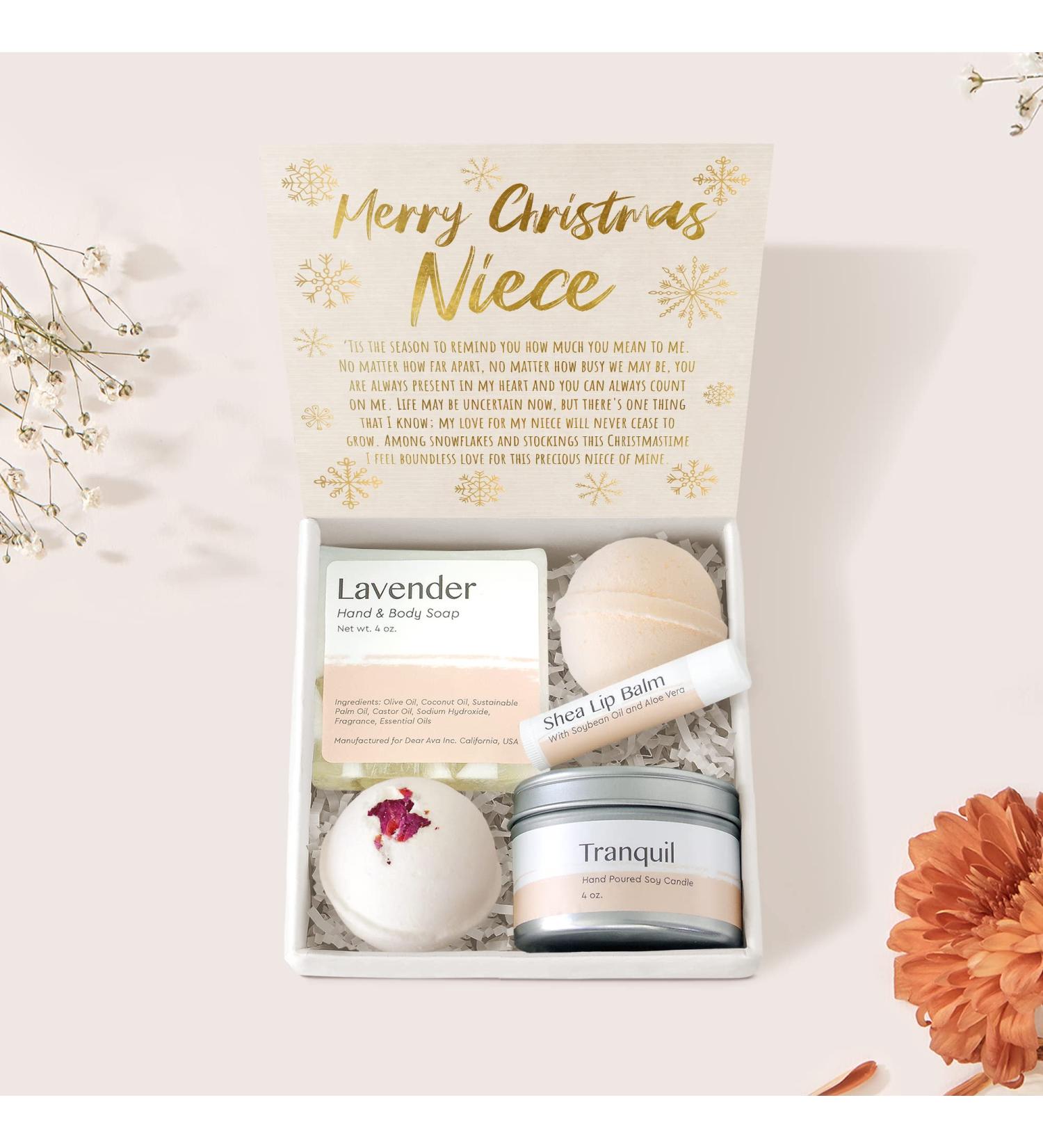 Dear Ava Spa Gifts for Women - Luxury Organic Self-Care Anti-Stress Bath & Body Set | Perfect Christmas Gift for Niece - Buy Online on GoSupps.com