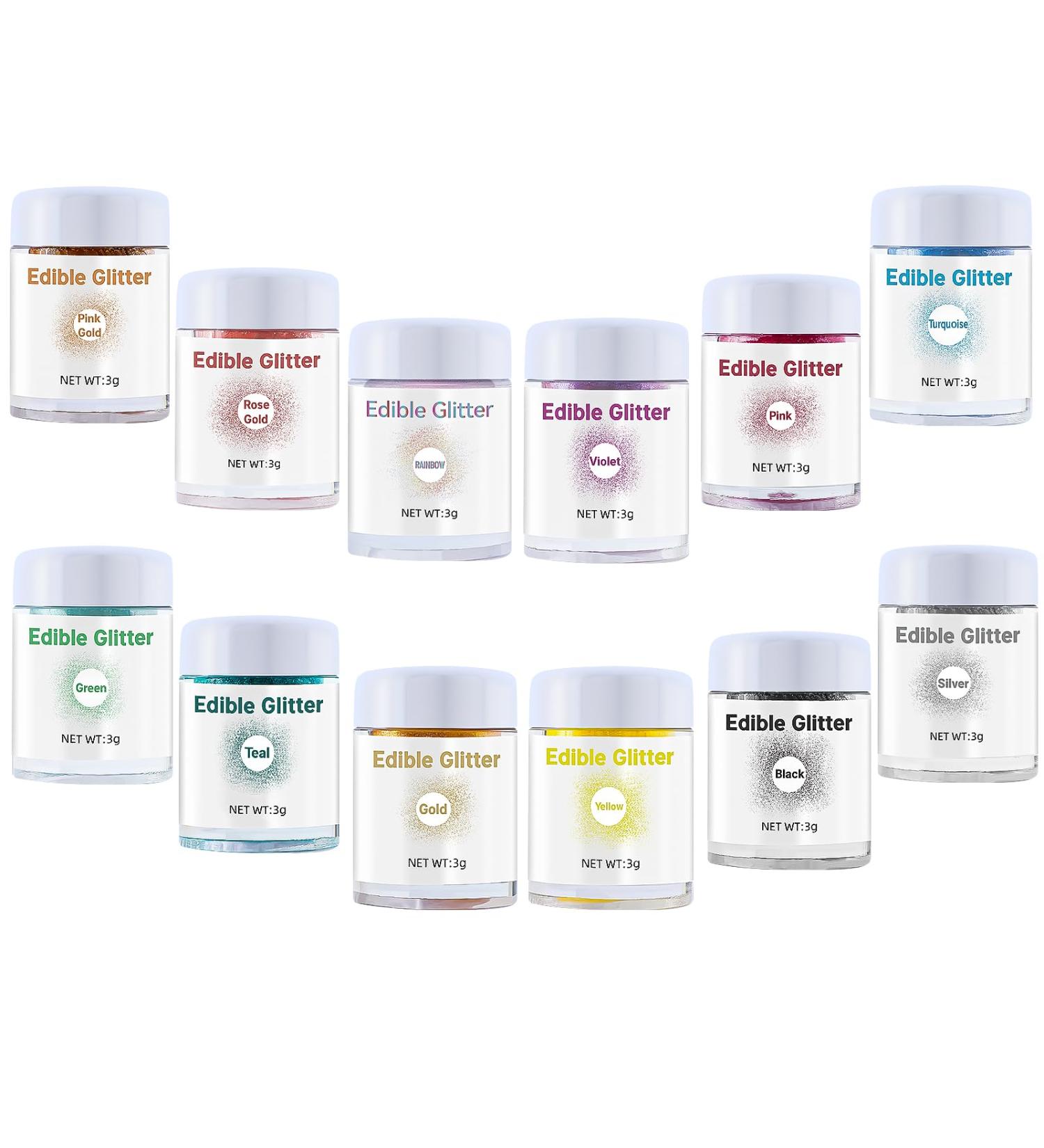 Edible Glitter Food Grade Shimmer Set 12 Colors Edible Cake Glitter Dust for Food Decoration SkyVue Drink Glitter for DIY Wine Cocktails Champagne Beverages Vegan Gluten Free Nut Free(3g/bottles) - Buy Online on GoSupps.com