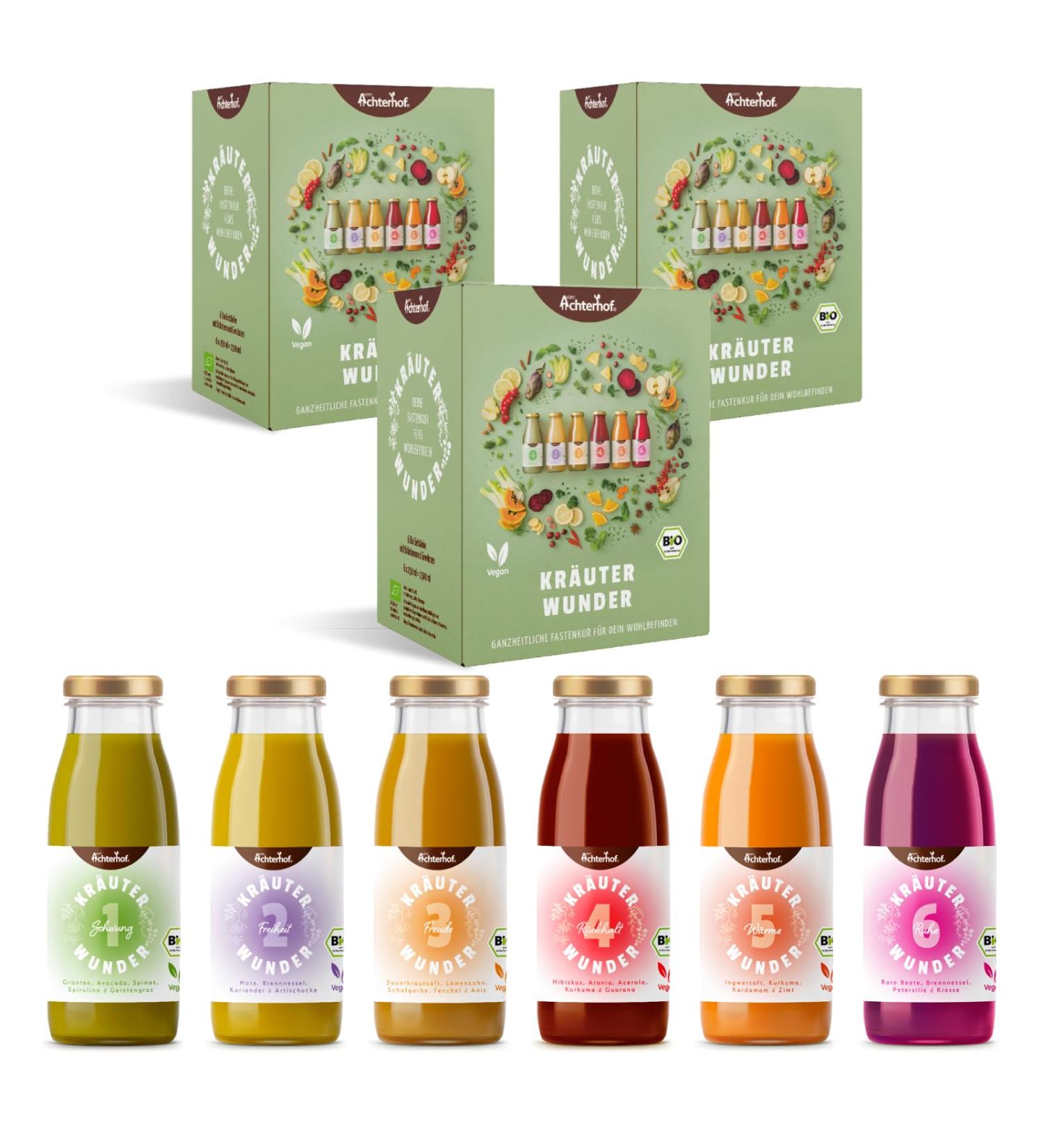 Herbal Miracle 3-Day Fasting Cure | Organic | 3x6 Bottles | First Herbal-Based Fasting Solution | Achterhof - Buy Online on GoSupps.com