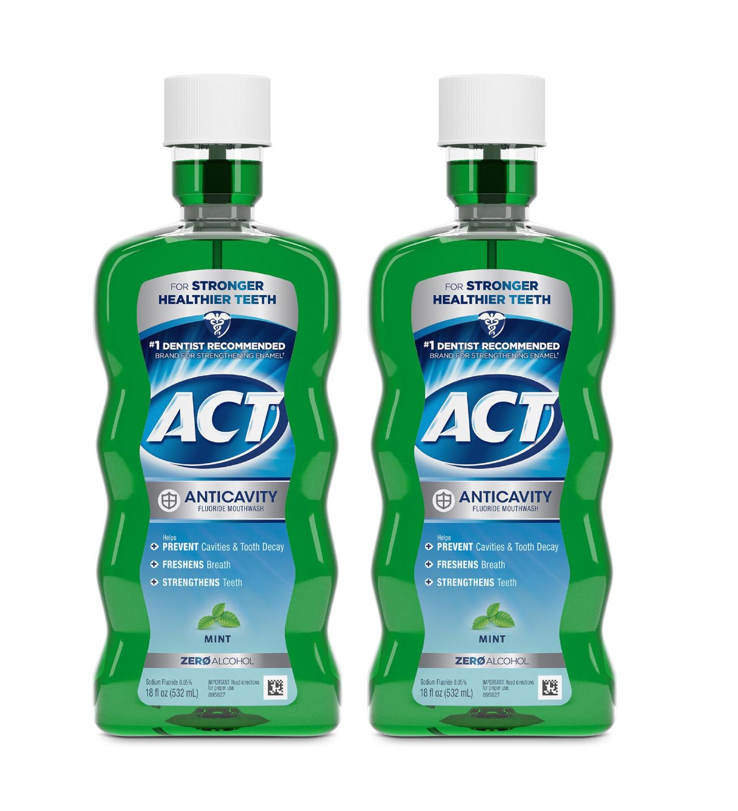 ACT Anticavity Fluoride Mouthwash with Zero Alcohol Prevents Cavities Freshens Breath & Strengthens Teeth Mint Flavor 18 fl. oz. 2 pk 18 Fl Oz (Pack of 2) - Buy Online on GoSupps.com