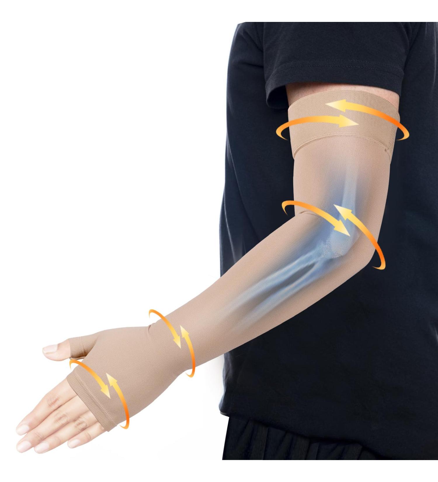 Buy Lymphedema Medical Compression Arm Sleeve & Gauntlet - 20-30 mmHg Graduated Support for Arthritis & Edema | Beige Small - Fast International Shipping - Buy Online on GoSupps.com