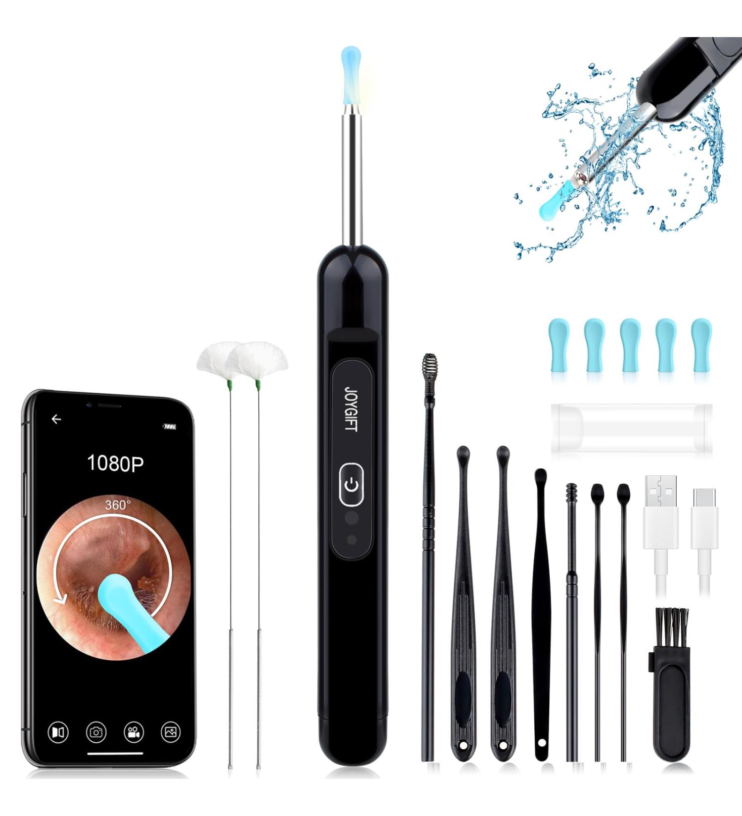 Ear Wax Removal Ear Cleaner with 1080P HD Camera with 6 LED Lights/IP67 Waterproof Lens/8 Traditional Tools Ear Wax Removal Kit Rechargeable Ear Cleaning kit for iOS Android Tablet (Black07) - Buy Online on GoSupps.com