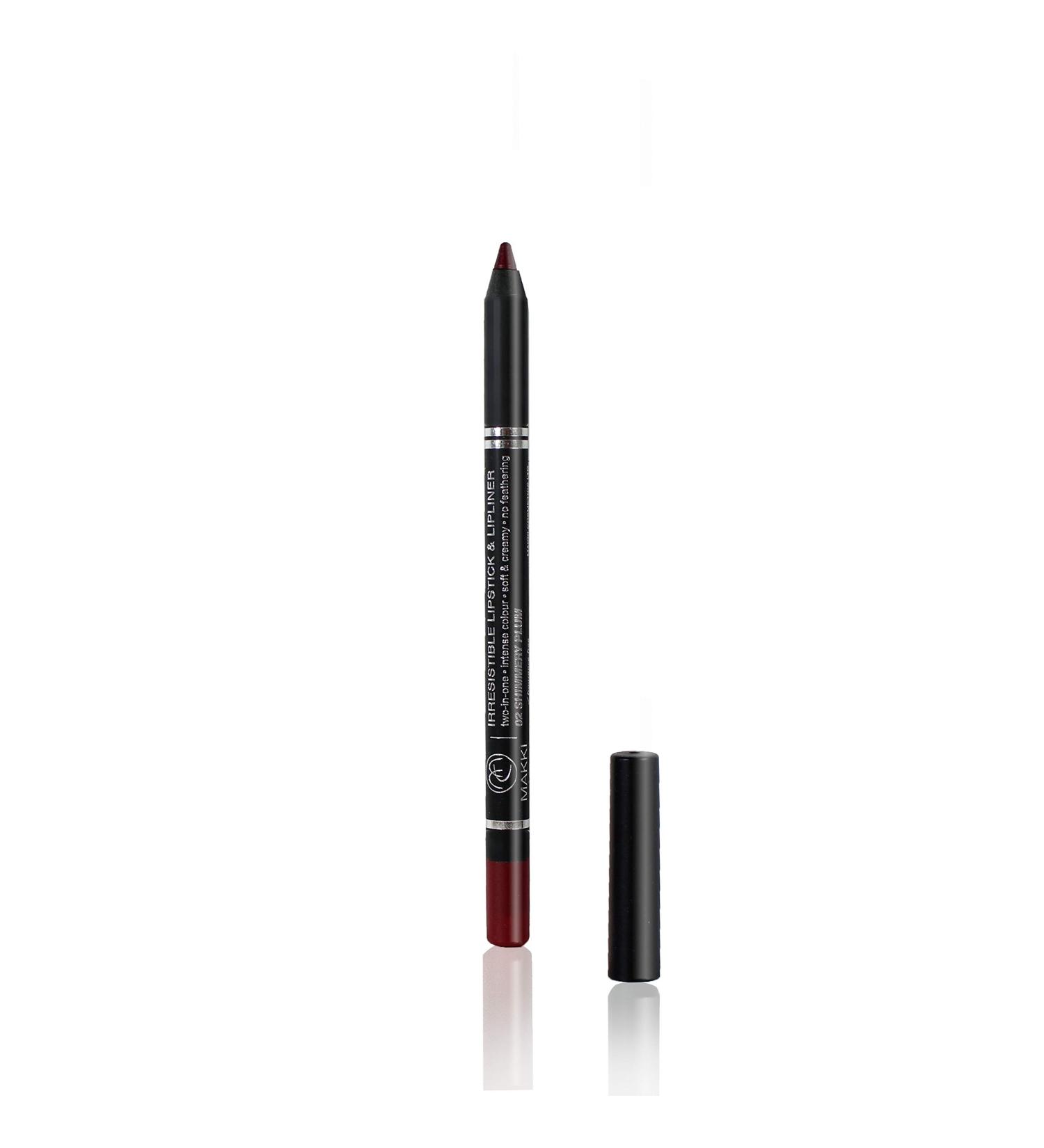 Makki Cosmetics Ltd Shimmery Plum Makki Irresistible Lipstick & Lip Liner Intense Rich Color Finish Long Stays soft and creamy twoinone without springing mudresistant extreme gliding lip art and designer lips 02 Shimmery Plum - Buy Online on GoSupps.com