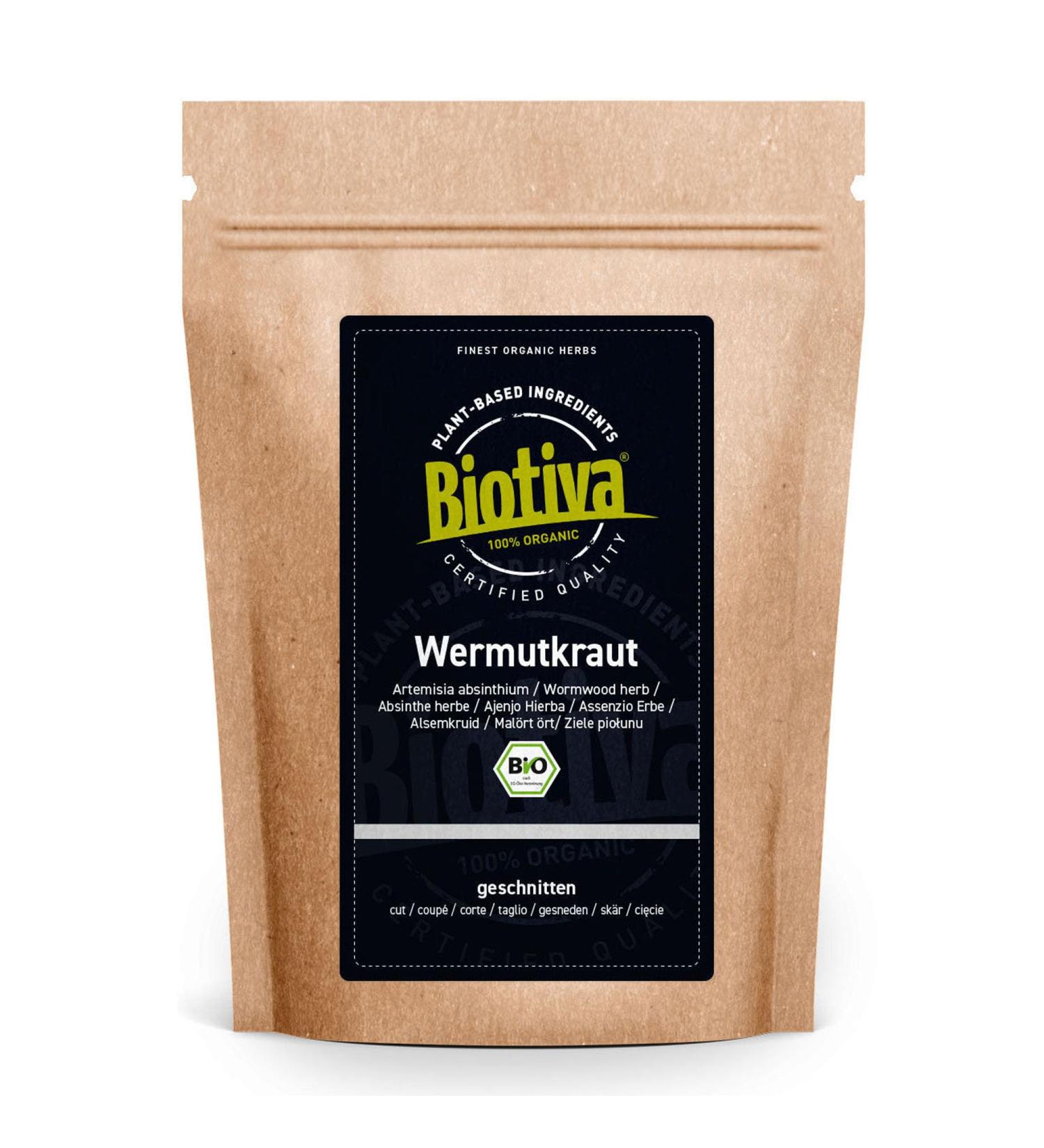 Biotiva Wormwood Tea Organic 250g - Wormwood Tea - Artemisia Absinthium - 100% pure - Bottled and controlled in Germany (DE- KO-005) - Buy Online on GoSupps.com