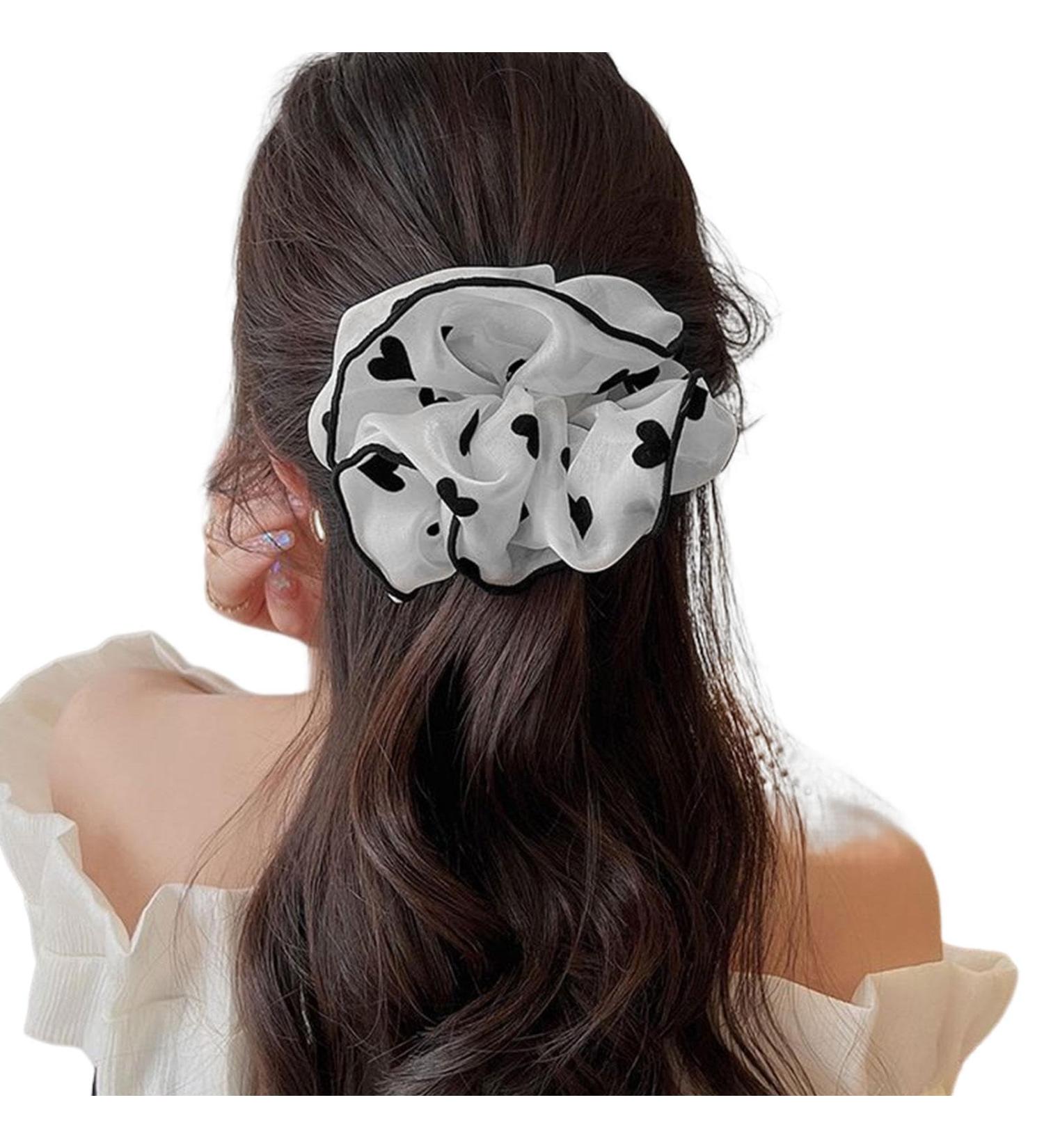 Heart Printed Scrunchies - Scrunchy Hair Ties | Yarn Wovened Elastics Hair Bands | Ponytail Holder Cute Hair Ties | Elastic Hair Scrunchies Hair Accessories for Women Girls Females Kids love - Buy Online on GoSupps.com