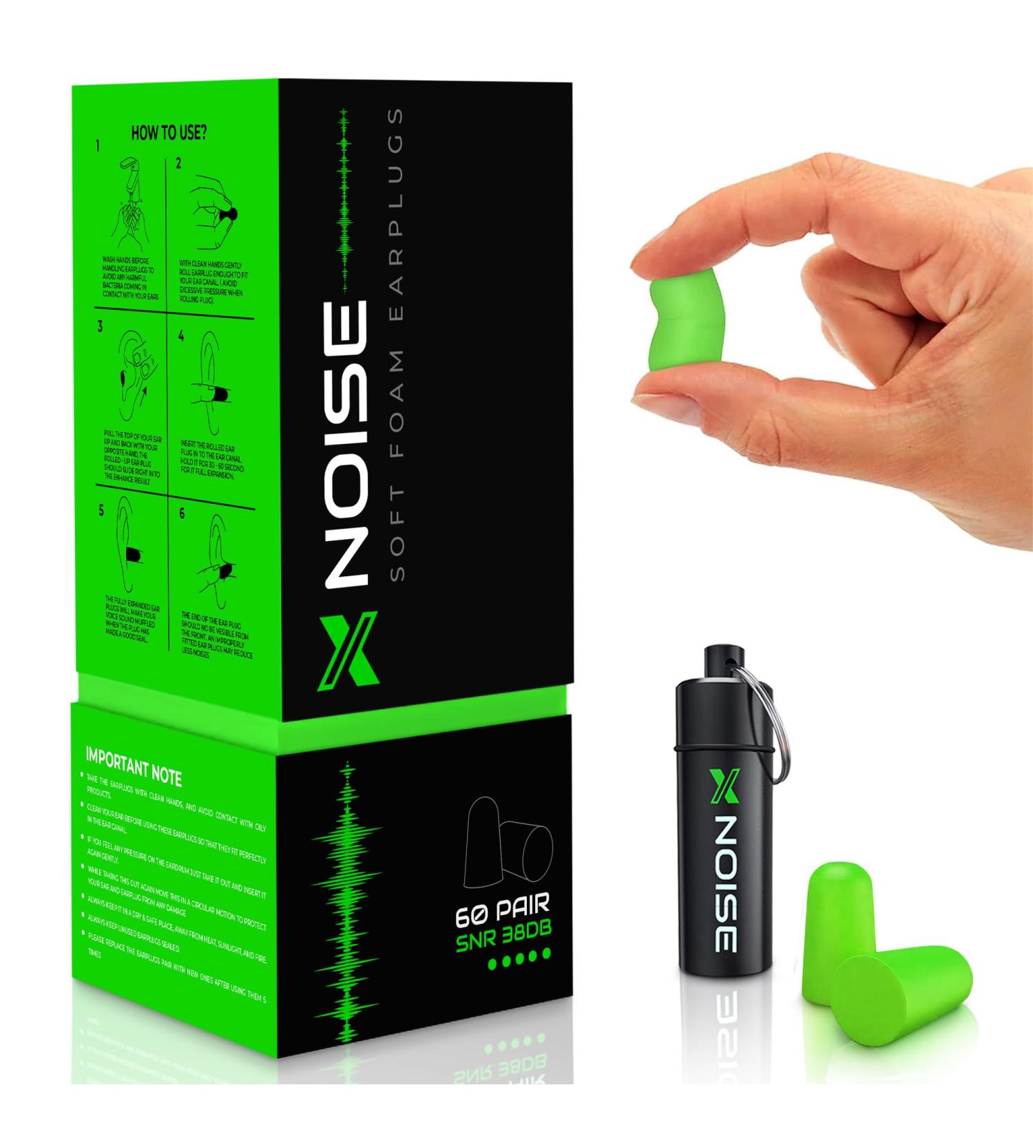 60 Pairs Soft Noise Cancelling Ear Plugs for Sleeping - 38dB SNR - Reusable Custom-fit Earplugs by X Noise - Buy Online on GoSupps.com