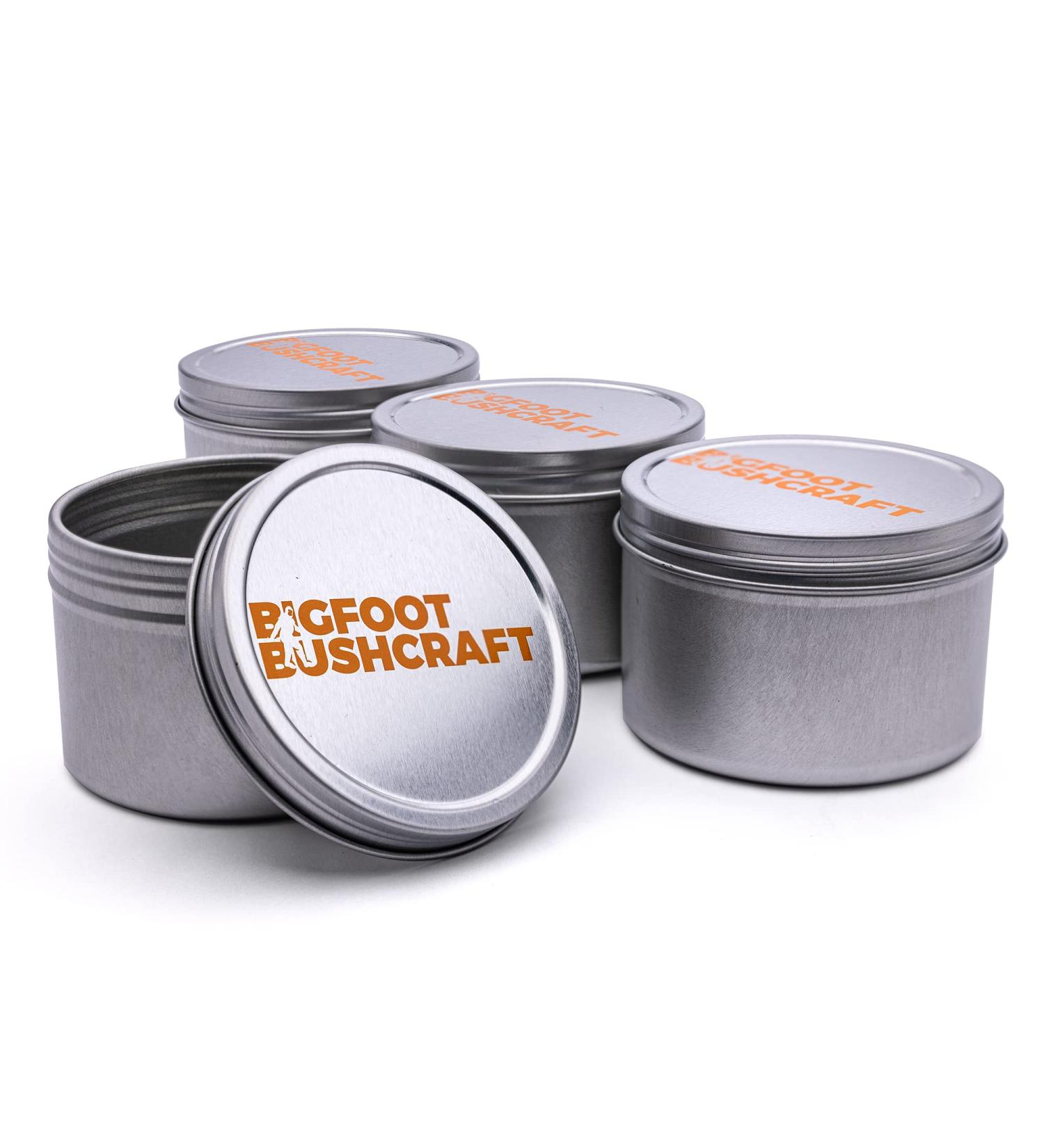 Bigfoot Bushcraft Compact Travel Tin for up to 30 Fire Plugs - Pack of 4 Tins