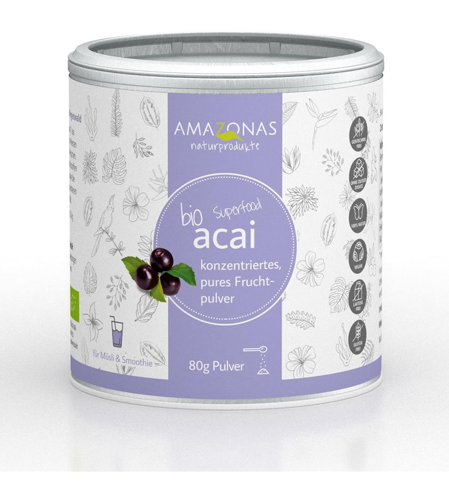 Buy Amazonas Bio Acai Premium Fruit Powder | Natural Additive-Free | Stress Relief & Harmony | 80g - International Shipping - Buy Online on GoSupps.com