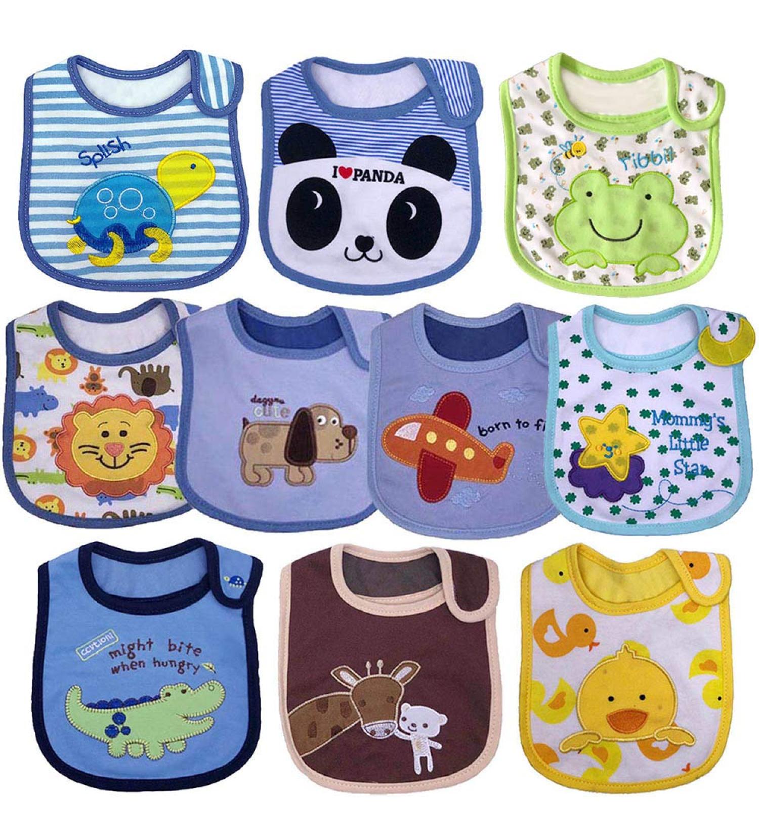 Yafane Baby Bibs Waterproof - 10 Pack Soft Cotton Bibs with Velcro for Boys & Toddlers - Perfect for Mealtime Messes - Buy Online on GoSupps.com