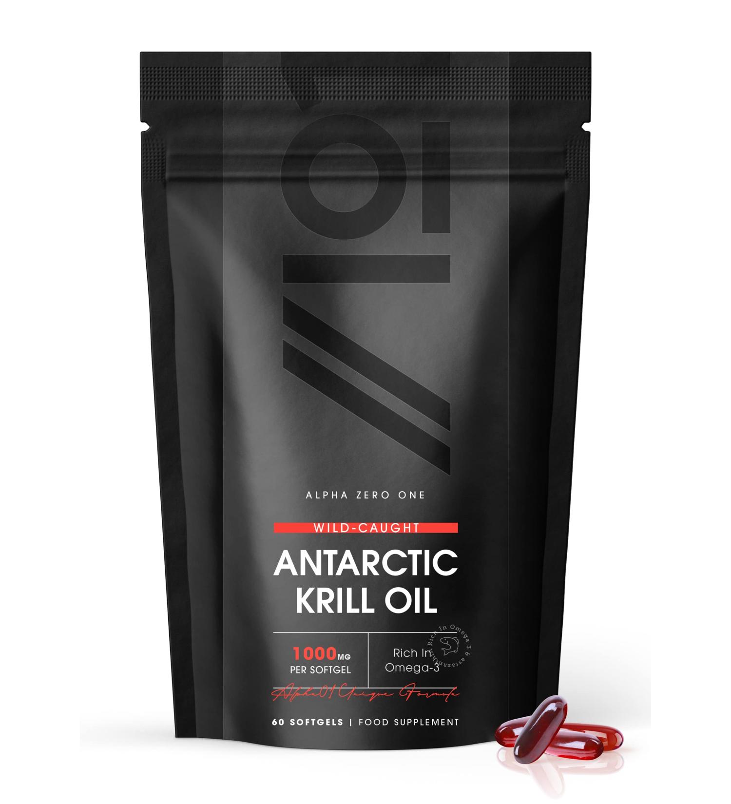 Buy Antarctic Krill Oil 1000mg - Wild-Caught High Omega 3s EPA DHA Astaxanthin | 60 Halal Softgels - 2 Months Supply | Sustainably Sourced - Buy Online on GoSupps.com
