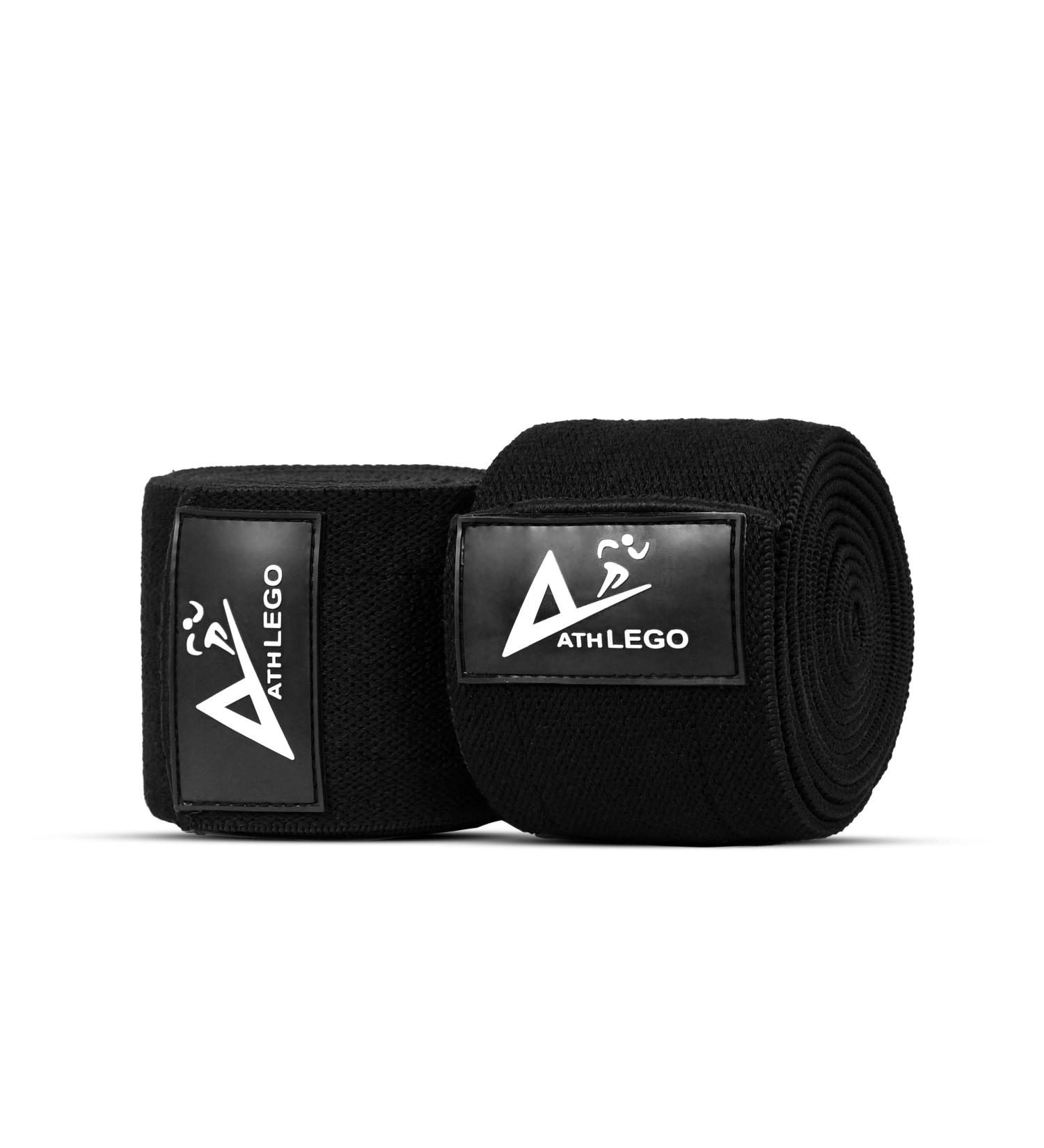 Athlego Knee Strap for Powerlifting & Cross Training | Extra Flexible Knee Compression for Men and Women | Black - Buy Online on GoSupps.com