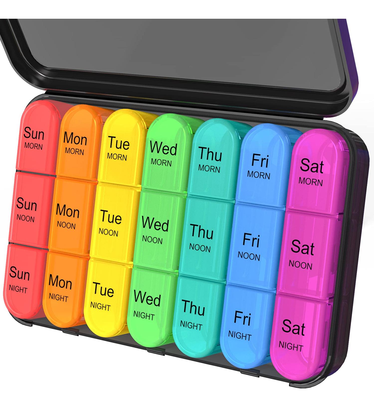 Daviky 3 Times a Day Weekly Pill Organizer - 7 Day Pill Box for Vitamins & Medication - Buy Online on GoSupps.com