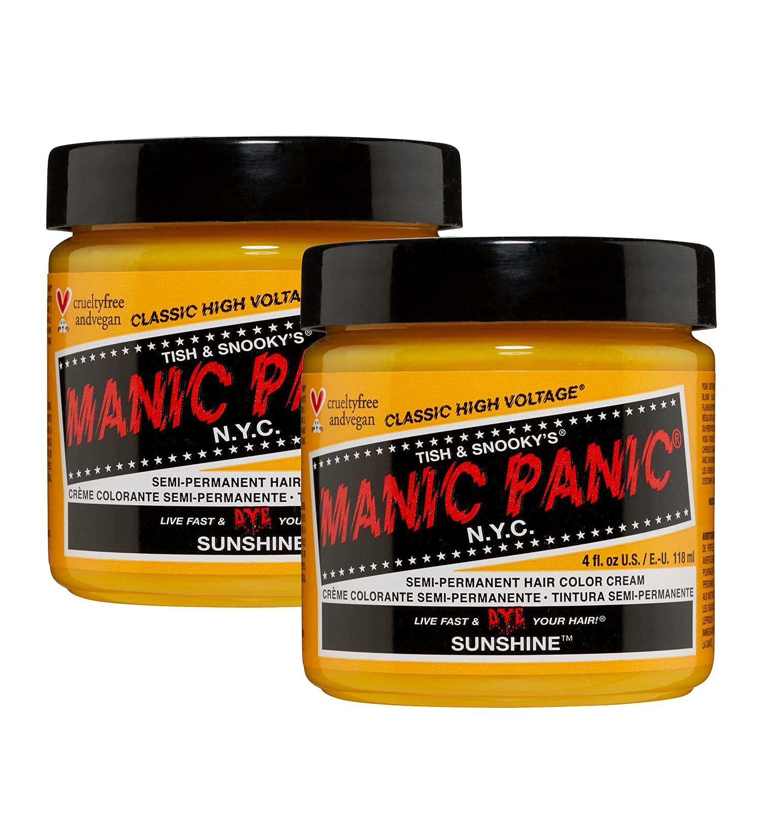 Manic Panic Sunshine Classic Creme - Vegan & Cruelty Free Yellow Semi-Permanent Hair Dye (2 x 118ml) | Brighten Your Look! - Buy Online on GoSupps.com