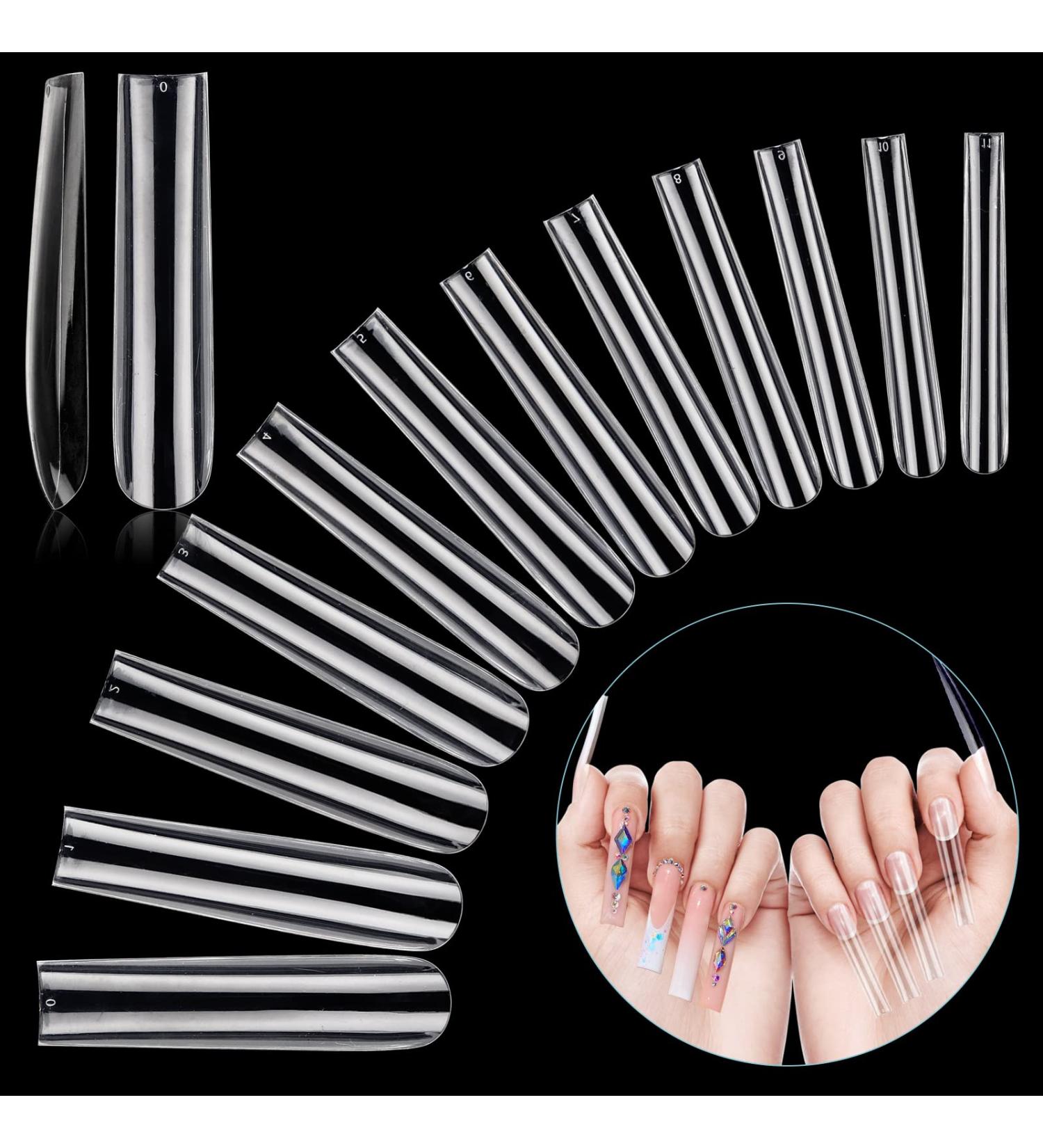 Lionvison 3XL Clear Extra Long Square False Nails Set - 240 Pcs | 12 Sizes Full Cover Press On Tips for Acrylic Nails & Manicure - Buy Online on GoSupps.com