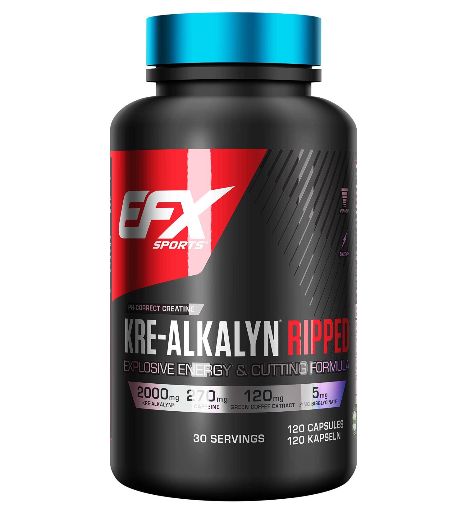 Buy EFX Kre-Alkalyn Ripped 120 Caps - High-Quality Pre-Workout Supplement for Weight Loss & Muscle Gain - Ships Internationally - Buy Online on GoSupps.com