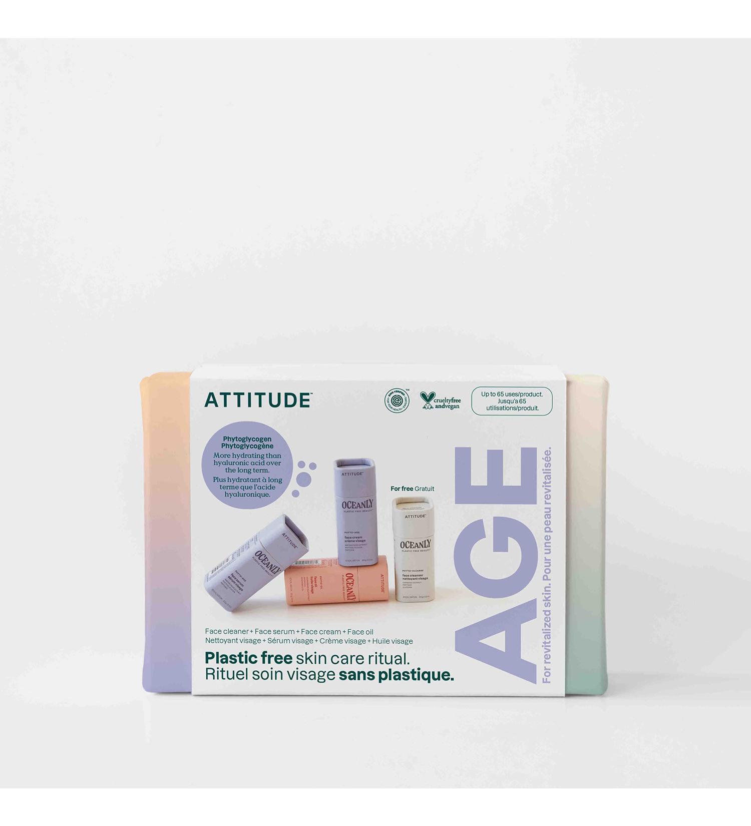 ATTITUDE Oceanly Aging Skin Care Set - EWG Verified Vegan & Cruelty-free Plastic-free Plant-Based Travel Size Bars - Buy Online on GoSupps.com