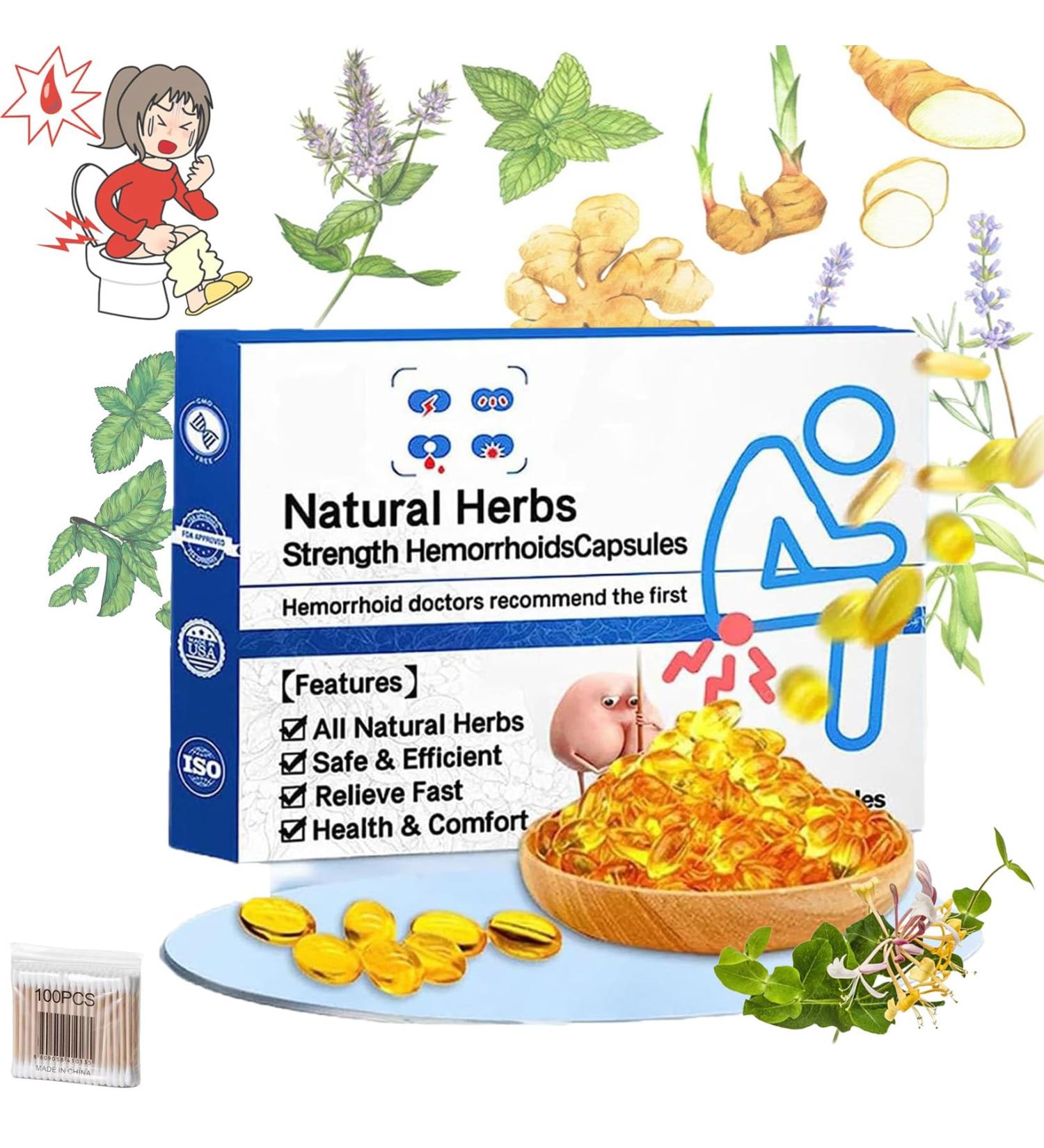 Smilamo Heca Natural Herbal Hemorrhoid Capsules - Rapid Relief Treatment (1 Pcs) - Buy Online on GoSupps.com