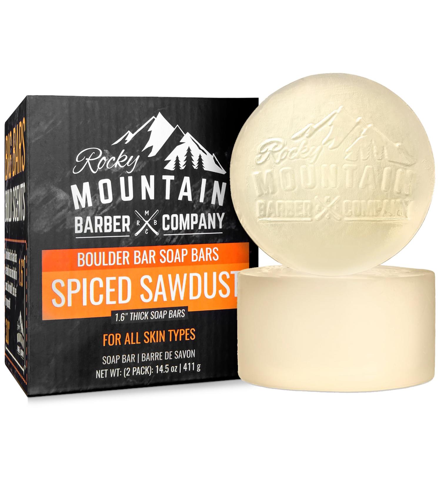 Men's All-in-One Shampoo & Body Soap Bars | Extra Thick Glycerin Hair & Body Soap | 2 Bars | Spiced Sawdust Scent | With Coconut Oil & Oat Protein | Made in USA | 14.5 oz - Buy Online on GoSupps.com