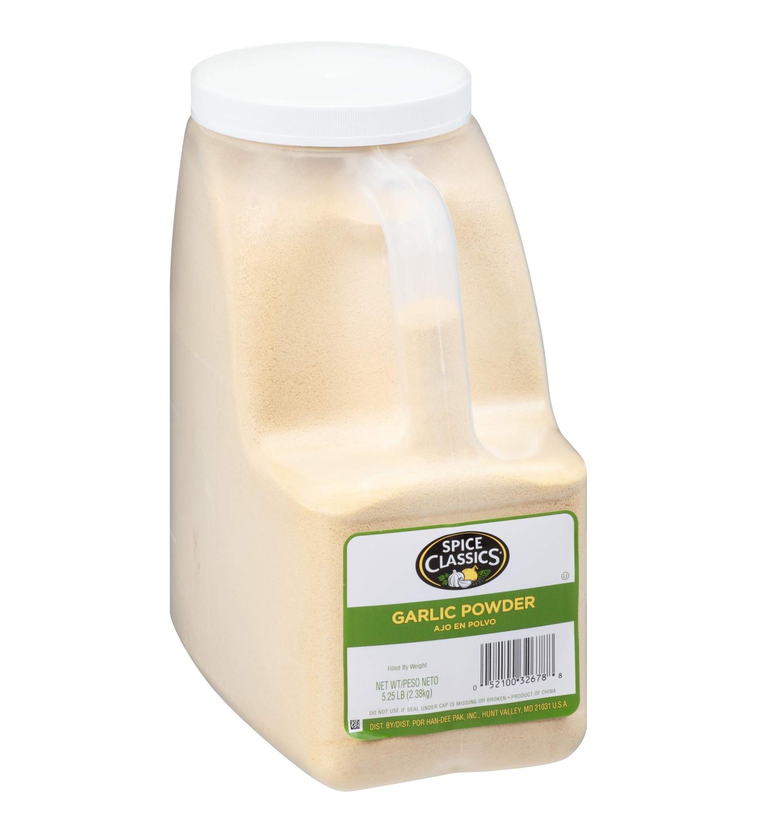 Spice Classics Garlic Powder 5.25 lb - Bulk Seasoning Substitute for Fresh Garlic - Great for Vegetables, Meats, Salads - 5.25 lb Container - Buy Online on GoSupps.com