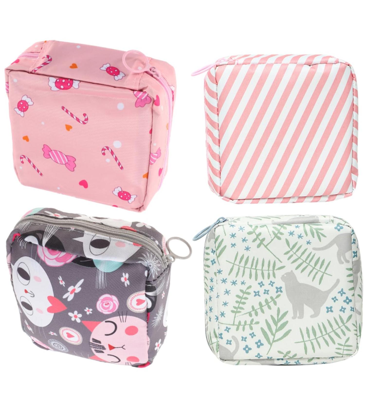 Healifty 4pcs Sanitary Napkin Storage Bag Set - Travel Organizer & Coin Purse for Menstruation, Large Capacity Period Bag - Cute Womens Matching Sets - Buy Online on GoSupps.com