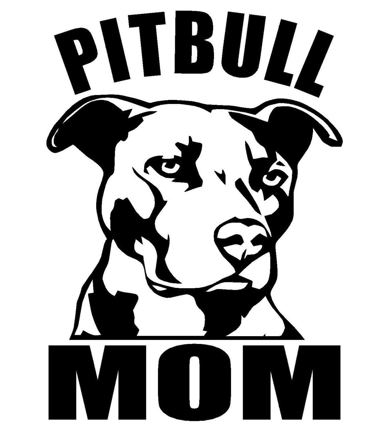 PITBULL MOM 6" Tall Die Cut Decal Sticker for Laptop Car Window Tablet Skateboard - BLACK