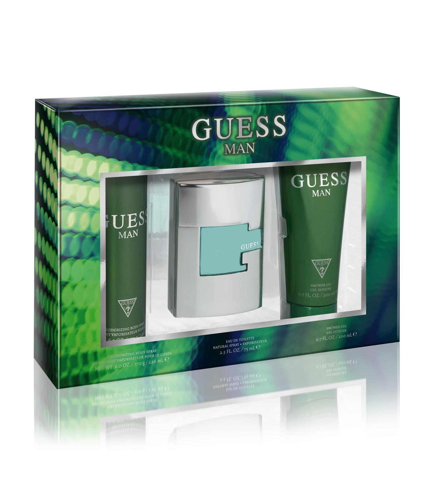 GUESS Man Eau de Toilette 3 Piece Gift Set - Cologne Spray 2.5 Fl. Oz. Deodorizing Body Spray 6.0 Oz. & Shower Gel 6.7 Fl. Oz. - Buy Online on GoSupps.com