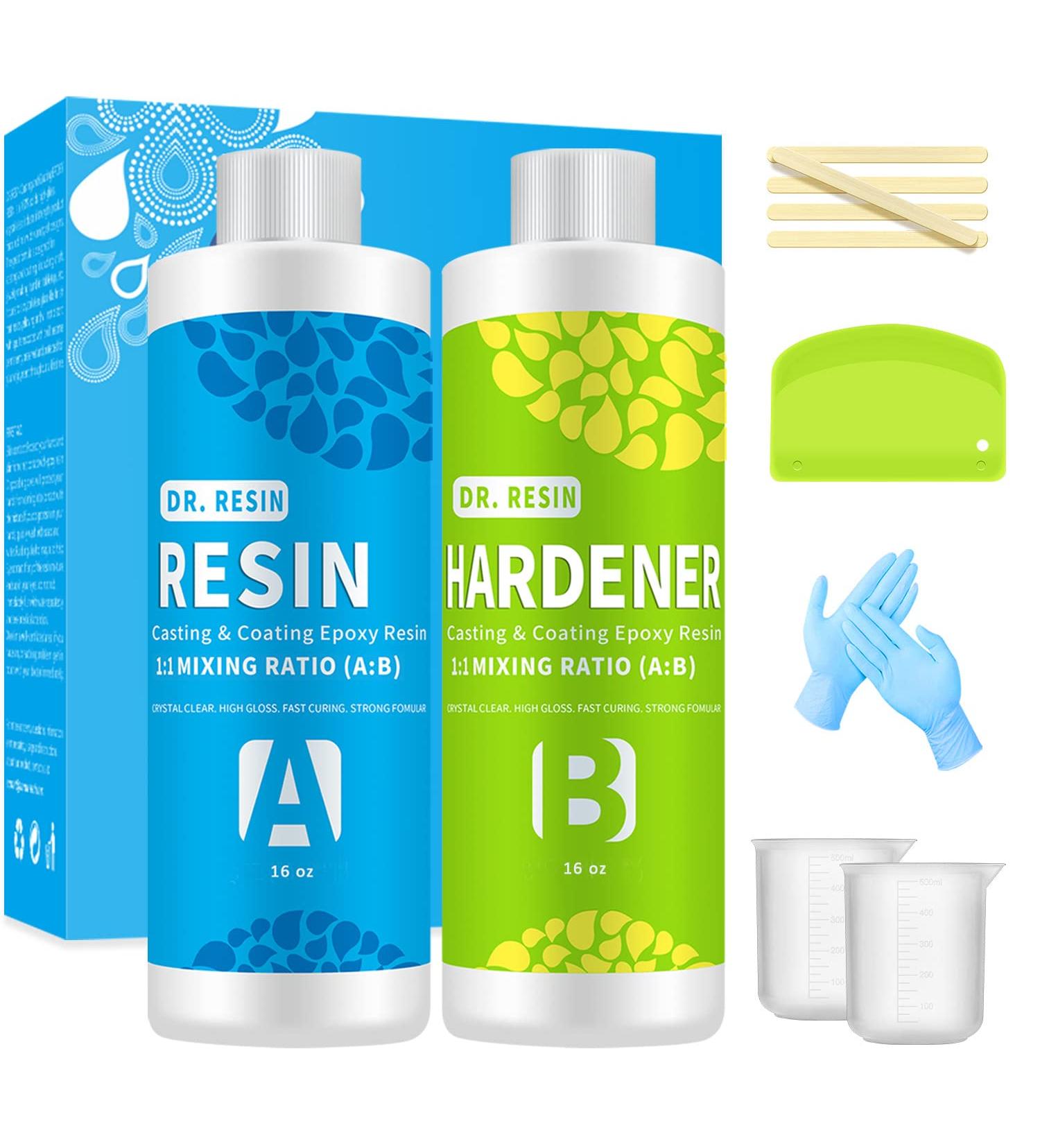 32oz Dr. RESIN Clear Epoxy Resin Kit for Art & Countertops | 2 Part Crystal Casting Resin with Bonus Tools - Buy Online on GoSupps.com