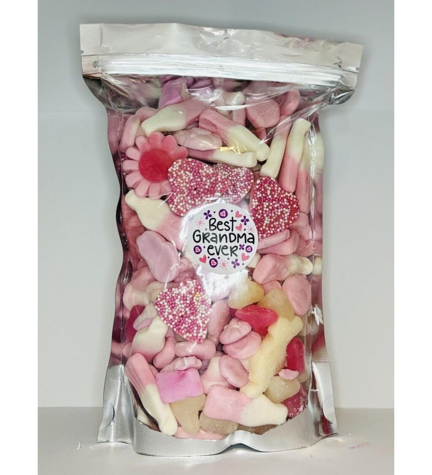 Best Grandma Ever Pink Filled Pick N Mix Sweet Treat Pouch Birthday Present Gift Mothers Day 600g - Buy Online on GoSupps.com