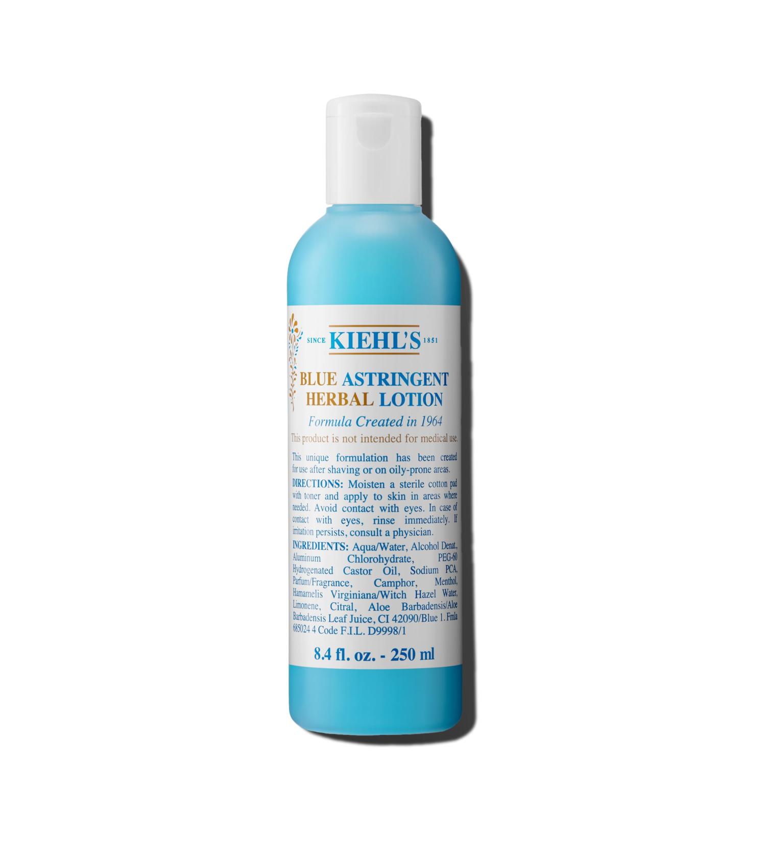 Kiehl's Blue Astringent Herbal Lotion Soothing Facial Toner for Oily Skin Instant Refreshing Spot Treatment & Men's Aftershave Lotion Soothes & Balances Skin with Menthol & Camphor - 8.4 fl oz - Buy Online on GoSupps.com