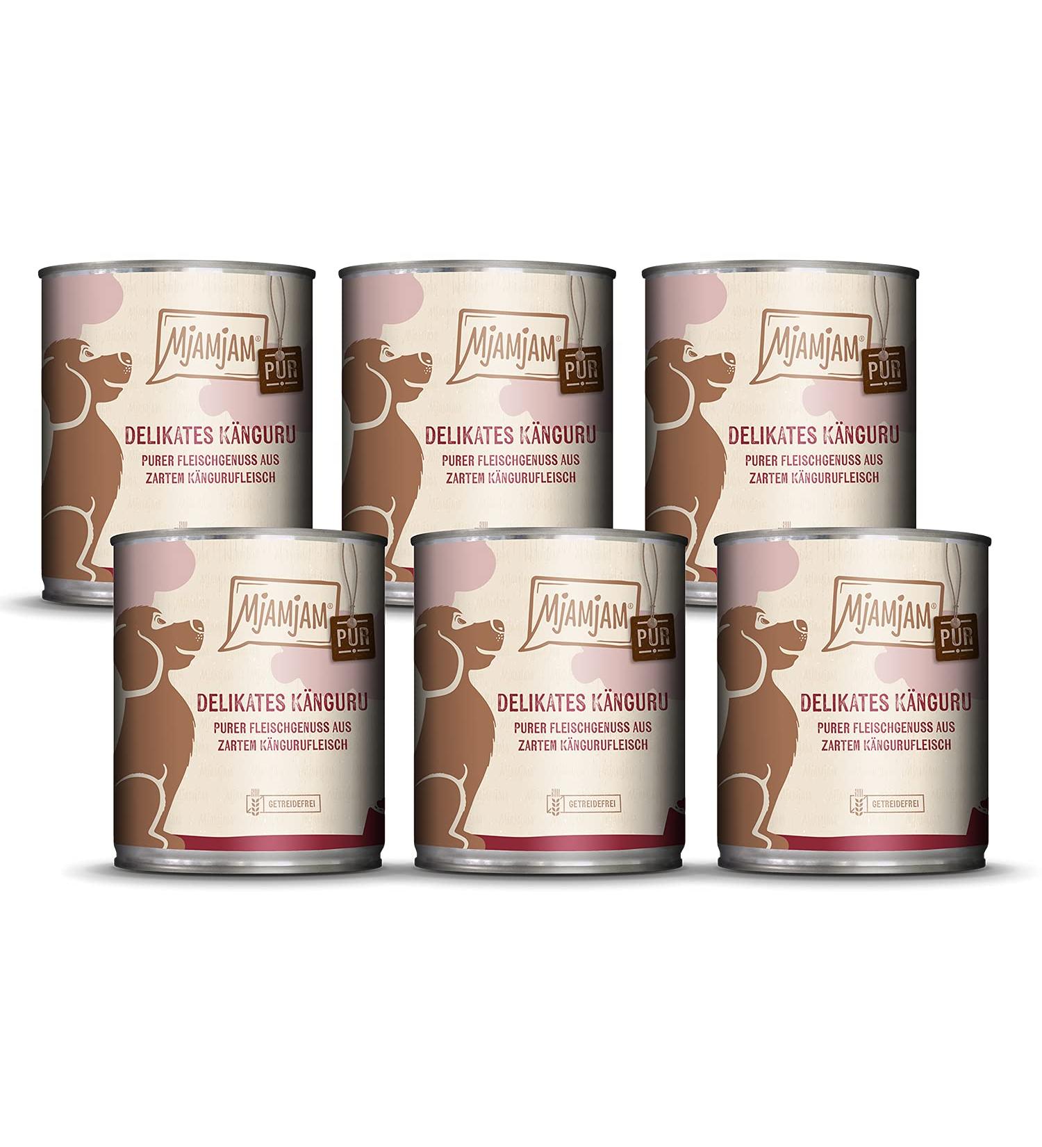 MjAMjAM - premium wet food for dogs - pure meat pleasure - delicious pure kangaroo 6 pack (6 x 800 g) grain free with extra meat - Buy Online on GoSupps.com