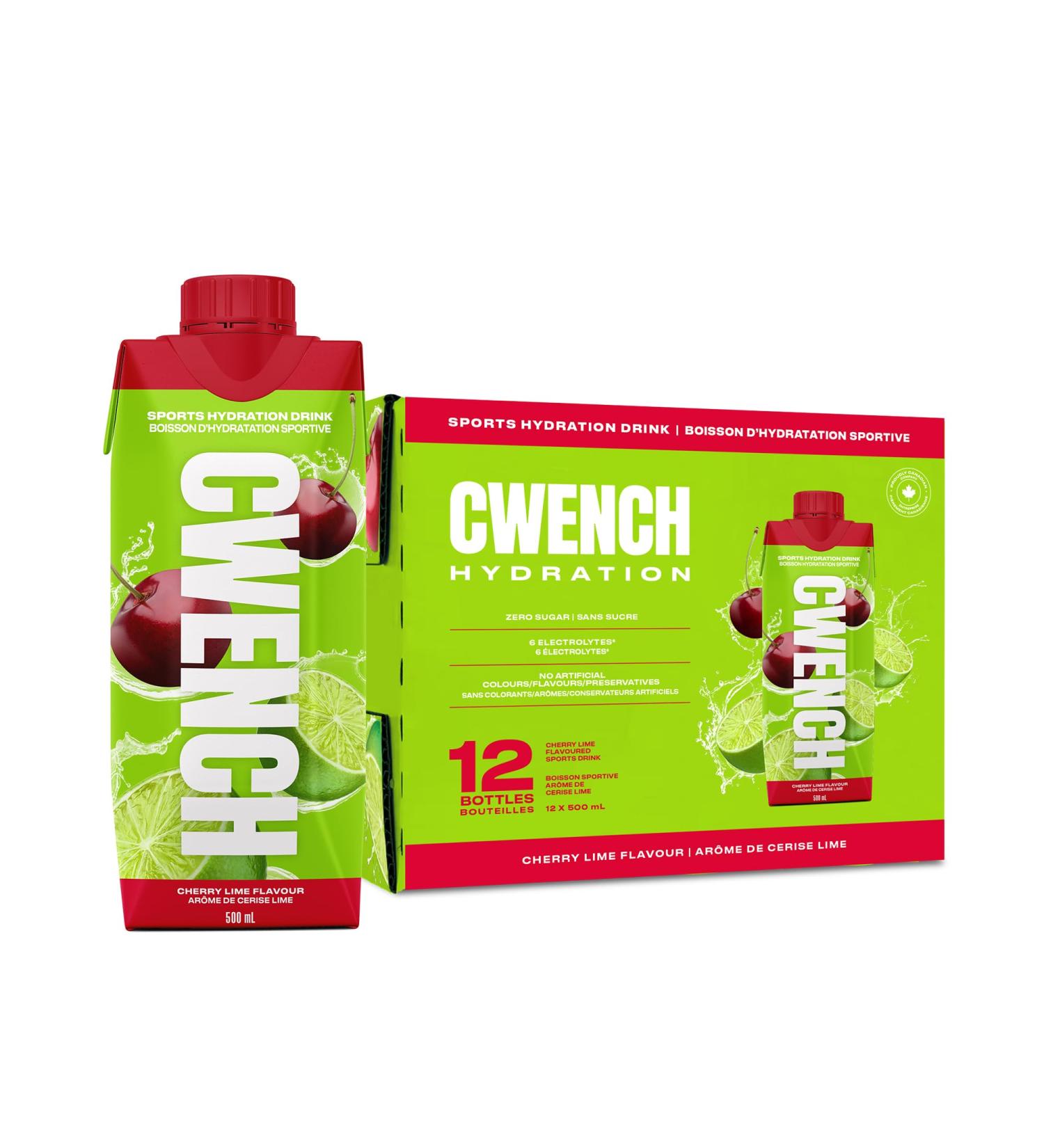 Cwench Hydration Electrolyte Ready To Drink Cherry Lime 12x500ml - Buy Online on GoSupps.com