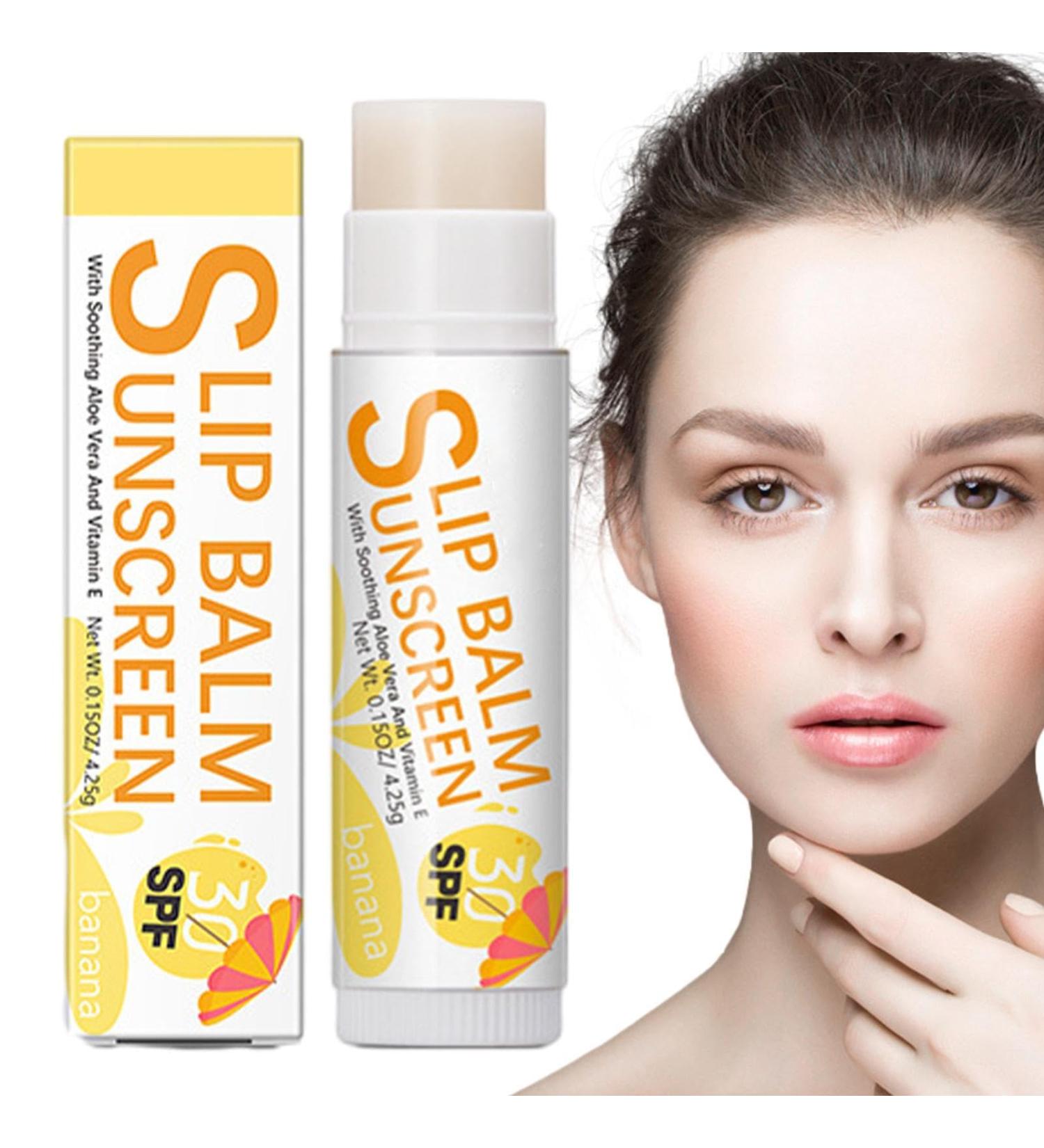 Sunscreen Lip Balm | Hydrating Bum Sun Lip Balm SPF30 - Travel Size Sunscreen for Lips Soothes and Moisturizes Lips Sun Protection Lip Care Vesone #1 Banana Flavor - Buy Online on GoSupps.com