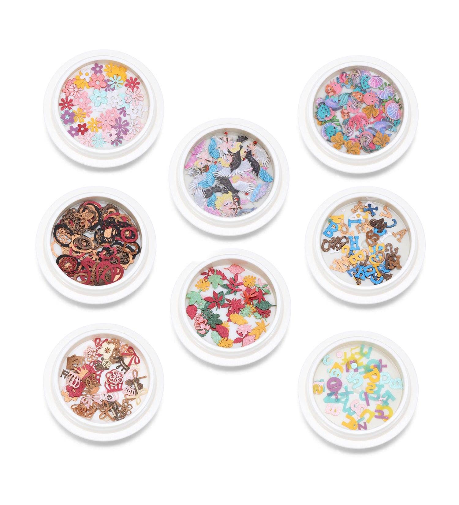 8 Boxes Nail Accessories Wood Pulp Flakes Glitter Flakes Daisy Flowers Designs Ultrathin Nail Paillettes Nail Art Sequins Holographic - Buy Online on GoSupps.com