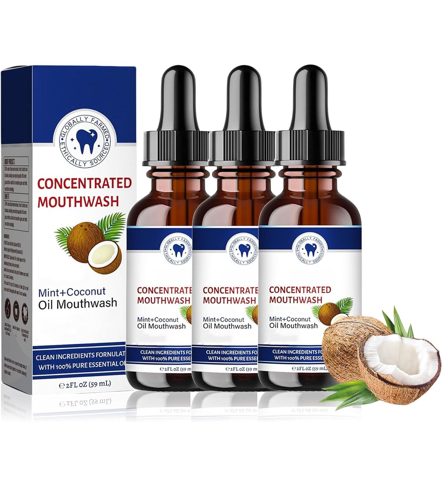 Fresh Coconut Oil Mouthwash Coconut Oil Mouthwash for Teeth Mint Coconut Oil Mouthwash Teeth Whitening (3 Pcs) - Buy Online on GoSupps.com