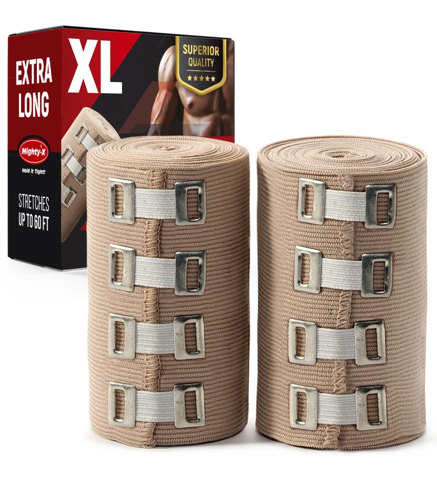 Premium 4 Wide Elastic Bandage Wrap 2 Pack + 4 Extra Clips - Extra Long 110 (Not Stretched) - Buy Online on GoSupps.com