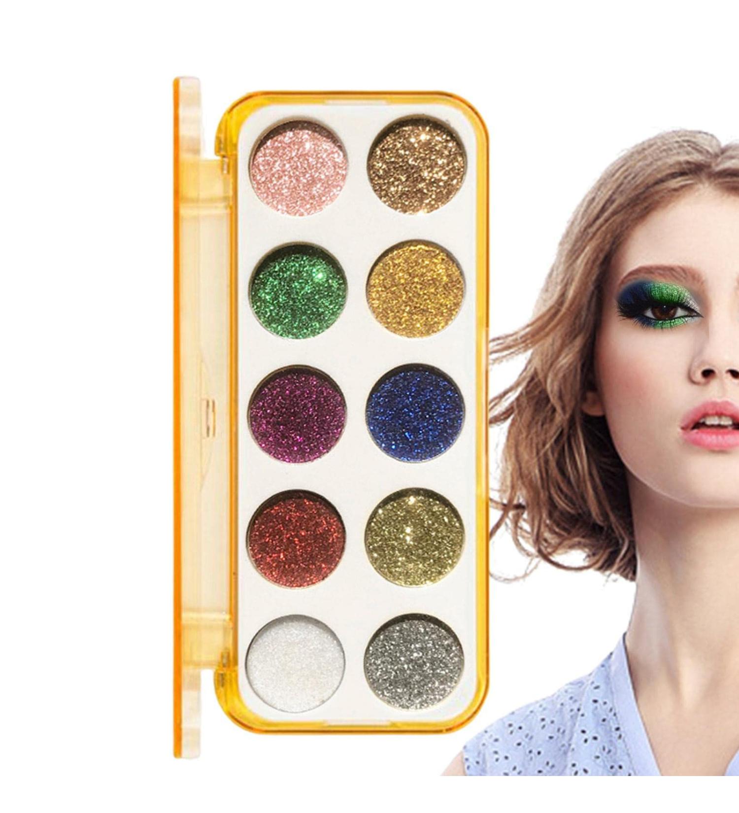 Makeup Palettes - 10 Shades Eye Shadow Pallets for Women | Matte Shimmer Eyeshadow Pallet Long Lasting Make up Eye Shadows Cosmetics Kit for Women Proidl 01# Glitter Plate - Buy Online on GoSupps.com