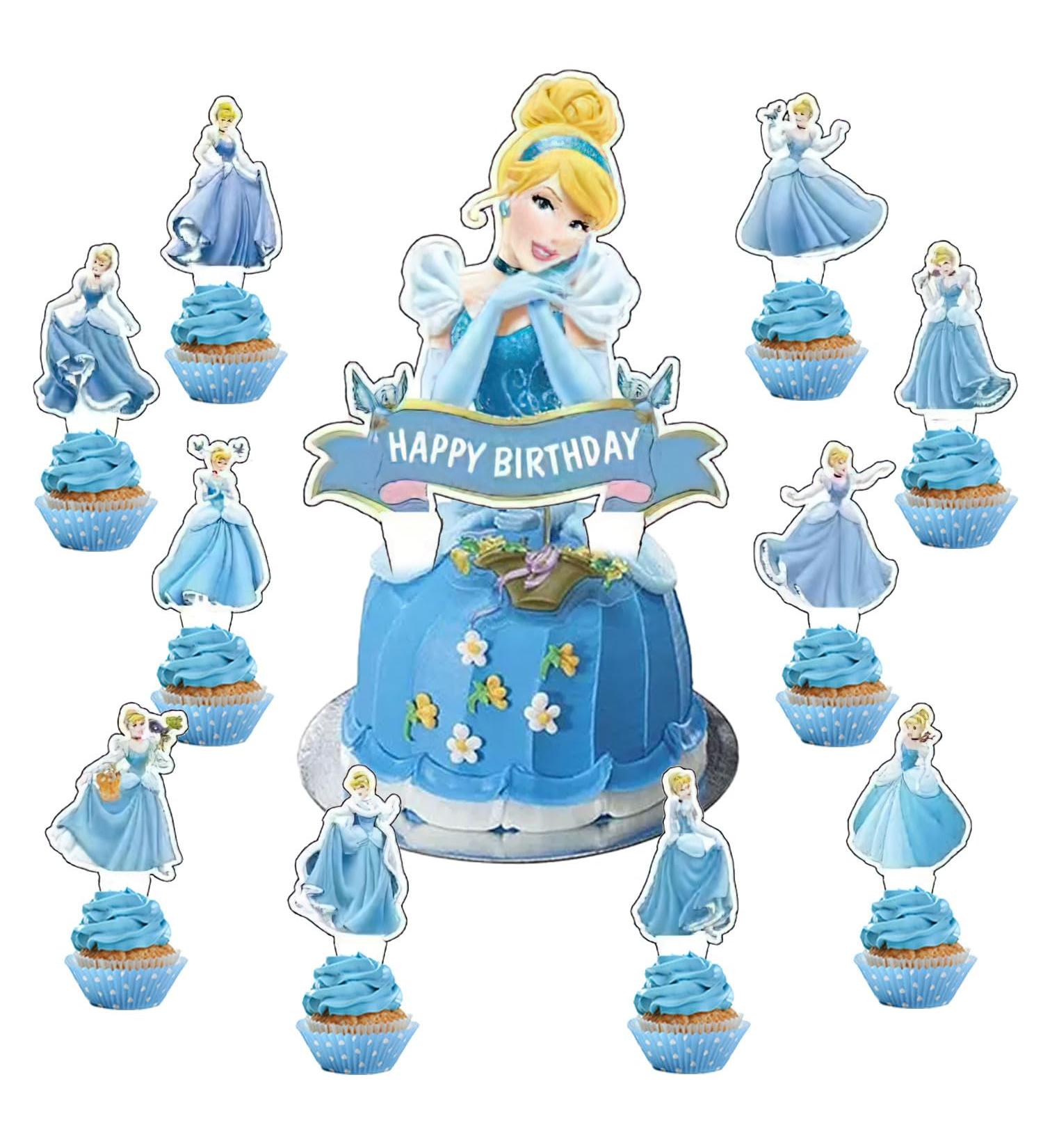 37Pcs Cinderella Party Cake&Cupcake Toppers for Birthday Party Supplies Girls' Theme Birthday Party Decoration - Buy Online on GoSupps.com
