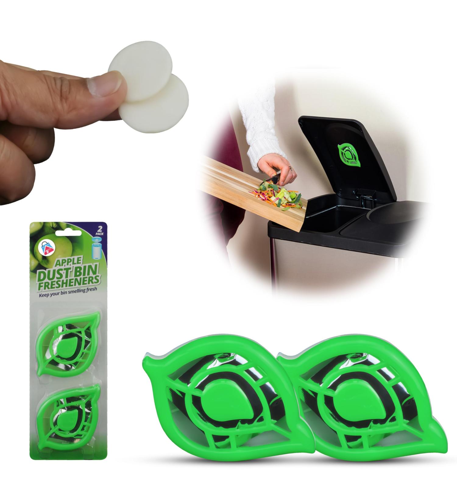 HOVUK Trash Can Freshener | 2-Pack Apple Scent Odor Remover for Kitchen Waste Buckets | Air Freshener & Self-Adhesive | Eco-Friendly Green Color - Buy Online on GoSupps.com