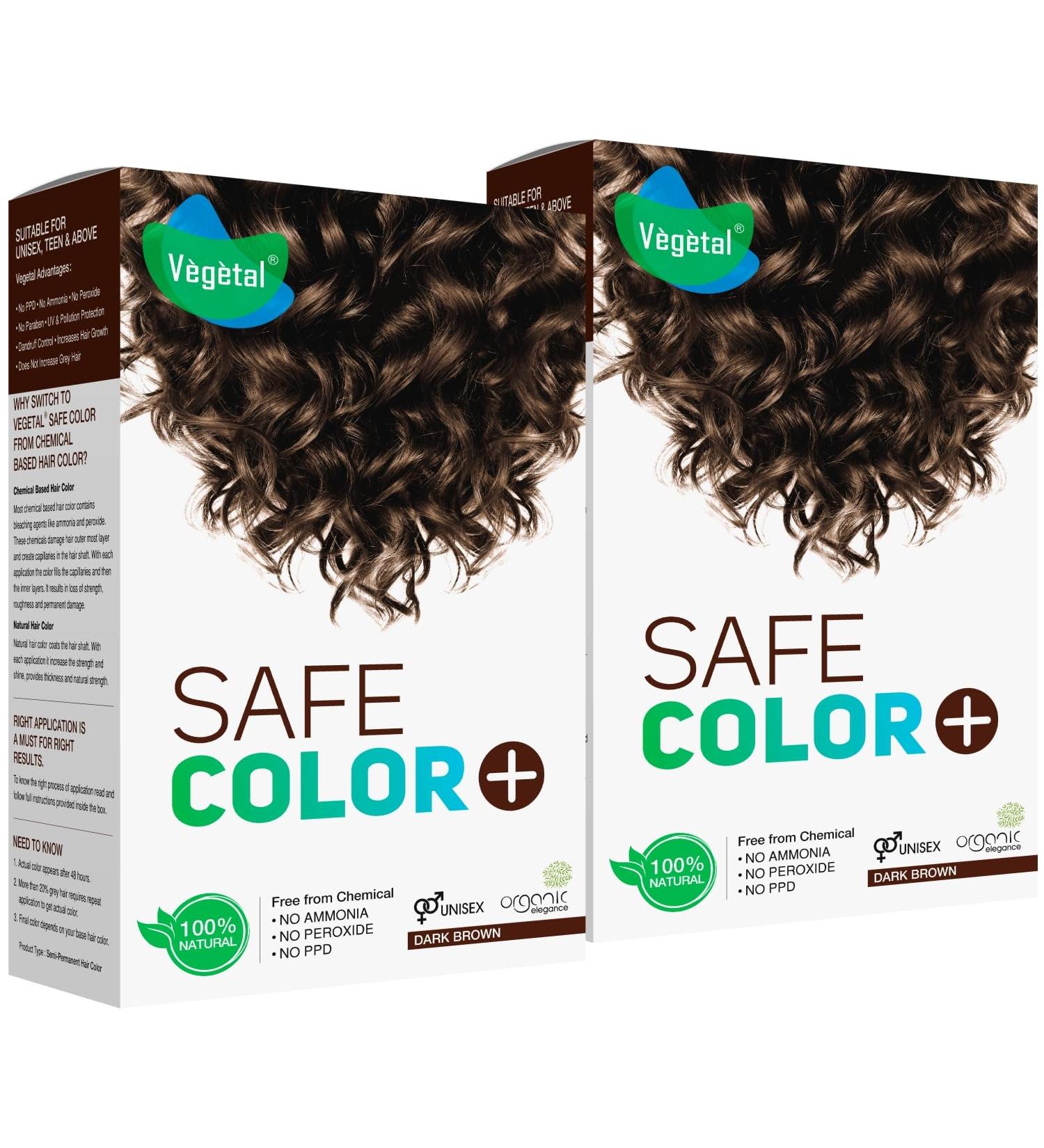 Buy Certified Organic Dark Brown Hair Color - Chemical & Allergy Free No Ammonia 100gm Pack of 2 for Men & Women - Vegetal Safe Bio Natural Hair Dye - Buy Online on GoSupps.com