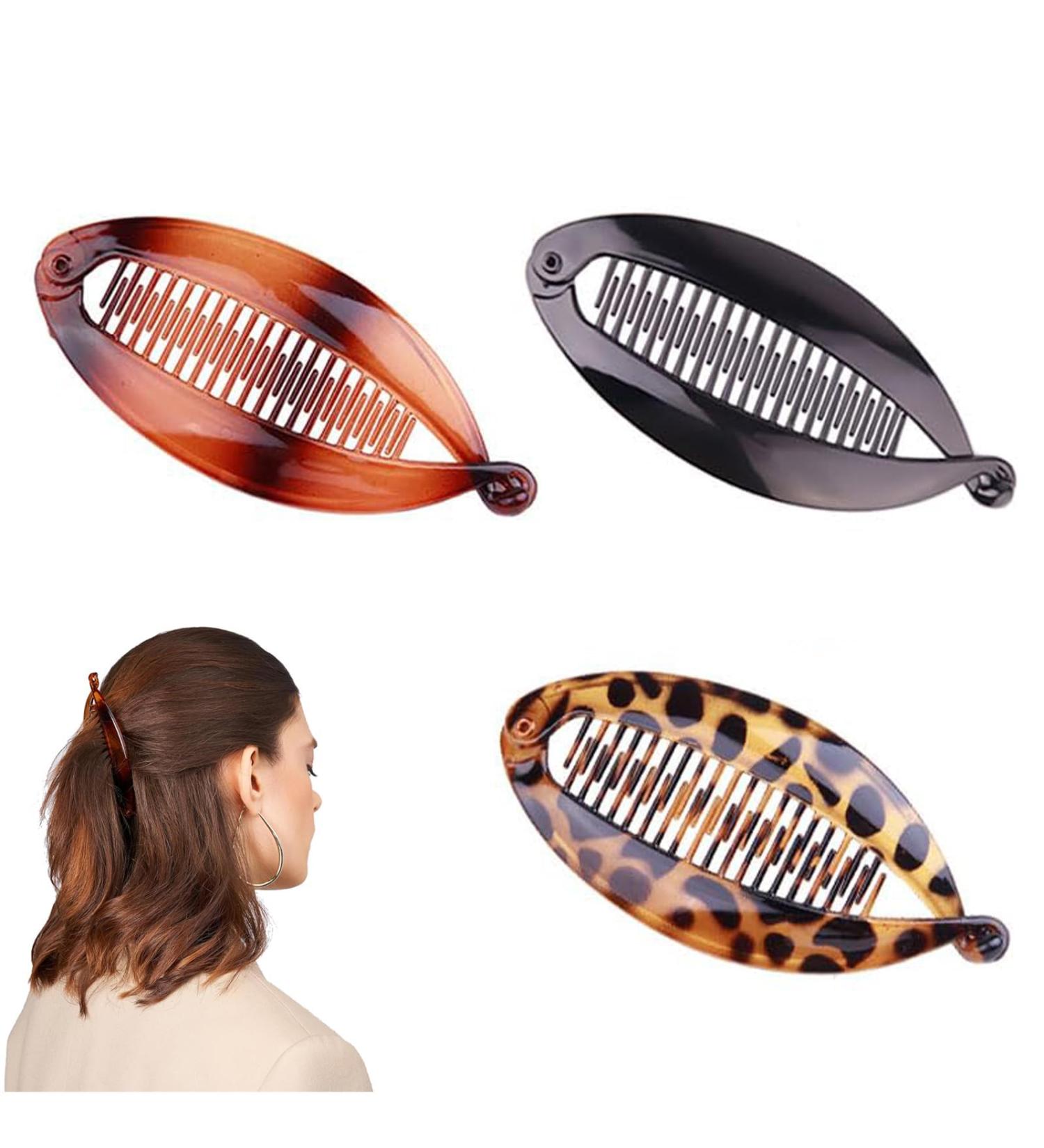 3 Piece Banana Hair Clip for Fine Hair Combs Double Banana Clip Comb Clip Womens Hair for Thick Curly Hair Accessories Fishtail Hair Clip Combs Double Banana Clip Set for Women Girls - Buy Online on GoSupps.com