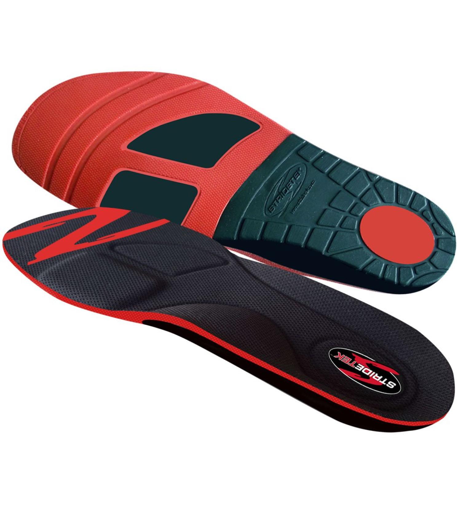 Stridetek Cross Trainer Insoles - Arch Support, Metatarsal Pad, Gel Plugs - Red - Men 10-9.5, Women 11-10.5 - Prevent Foot Pain, Plantar Fasciitis, Shin Splints - Buy Online on GoSupps.com