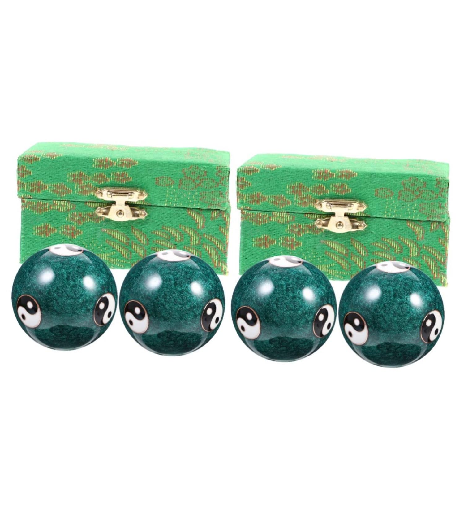 Fomiyes 4-Piece Health Massage Handballs - Stress Relief Baoding Balls with Bell for Hand Exercises & Relaxation - Buy Online on GoSupps.com
