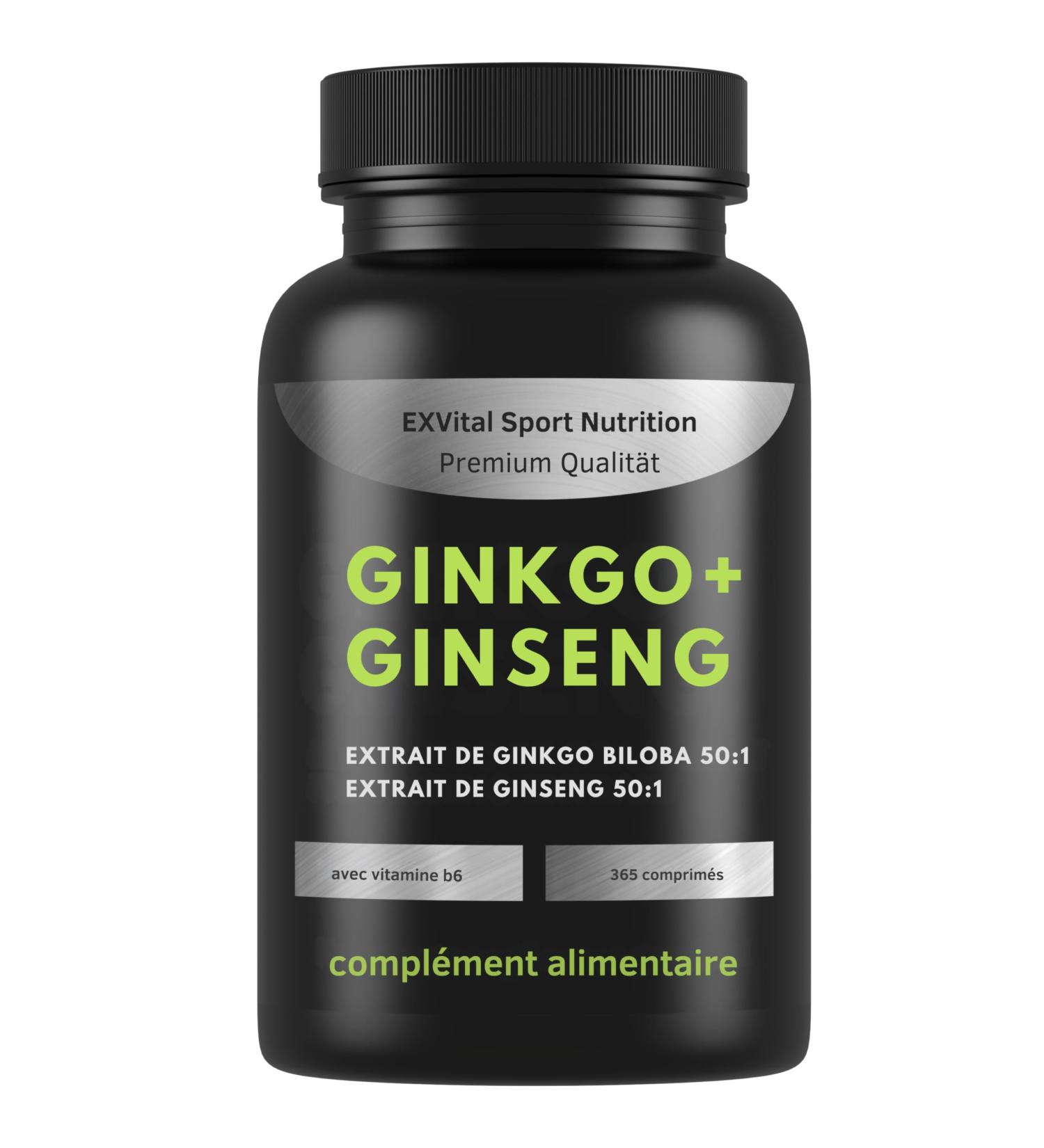 EXVital Ginkgo + Ginseng 365 comprim s extraits de plantes 50:1 hautement dos Ginkgo Biloba & Ginseng cor en Test en laboratoire V gan - Buy Online on GoSupps.com