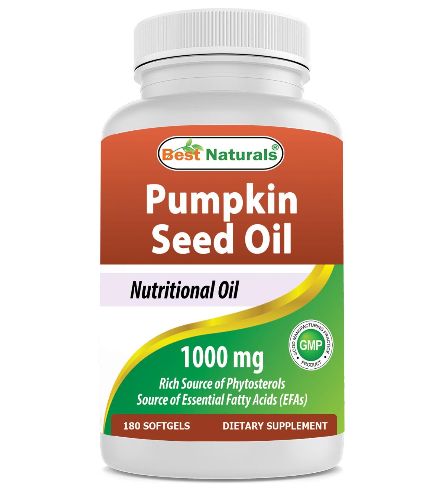 Best Naturals Pumpkin Seed Oil 1000mg - Bladder Control Support - 180 Softgels - Buy Online on GoSupps.com