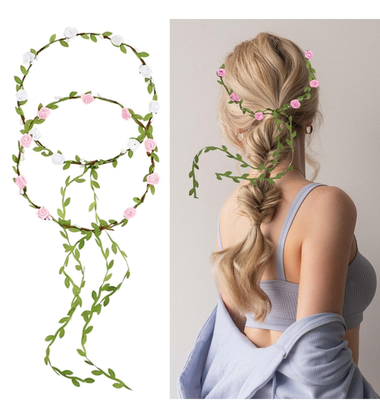 Cipszoely Flower Crown Headband Festival Flower Headband Women 2 Hair Festival Accessories Women Flowers Crown Floral Garland Handmade Hair Wreath Headdress For Women Girls Wedding Festival Party - Buy Online on GoSupps.com