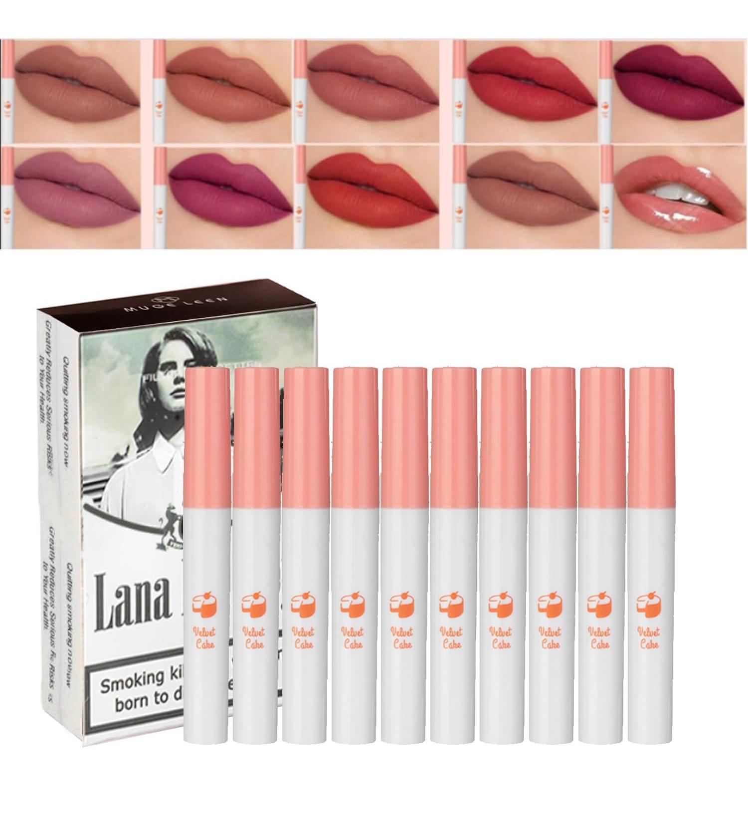  SAMERIO Rouge Cigarettes 10 Colors Lip Tint Set Long-Lasting 24-Hour Waterproof Matte Lip Tint - Buy Online on GoSupps.com