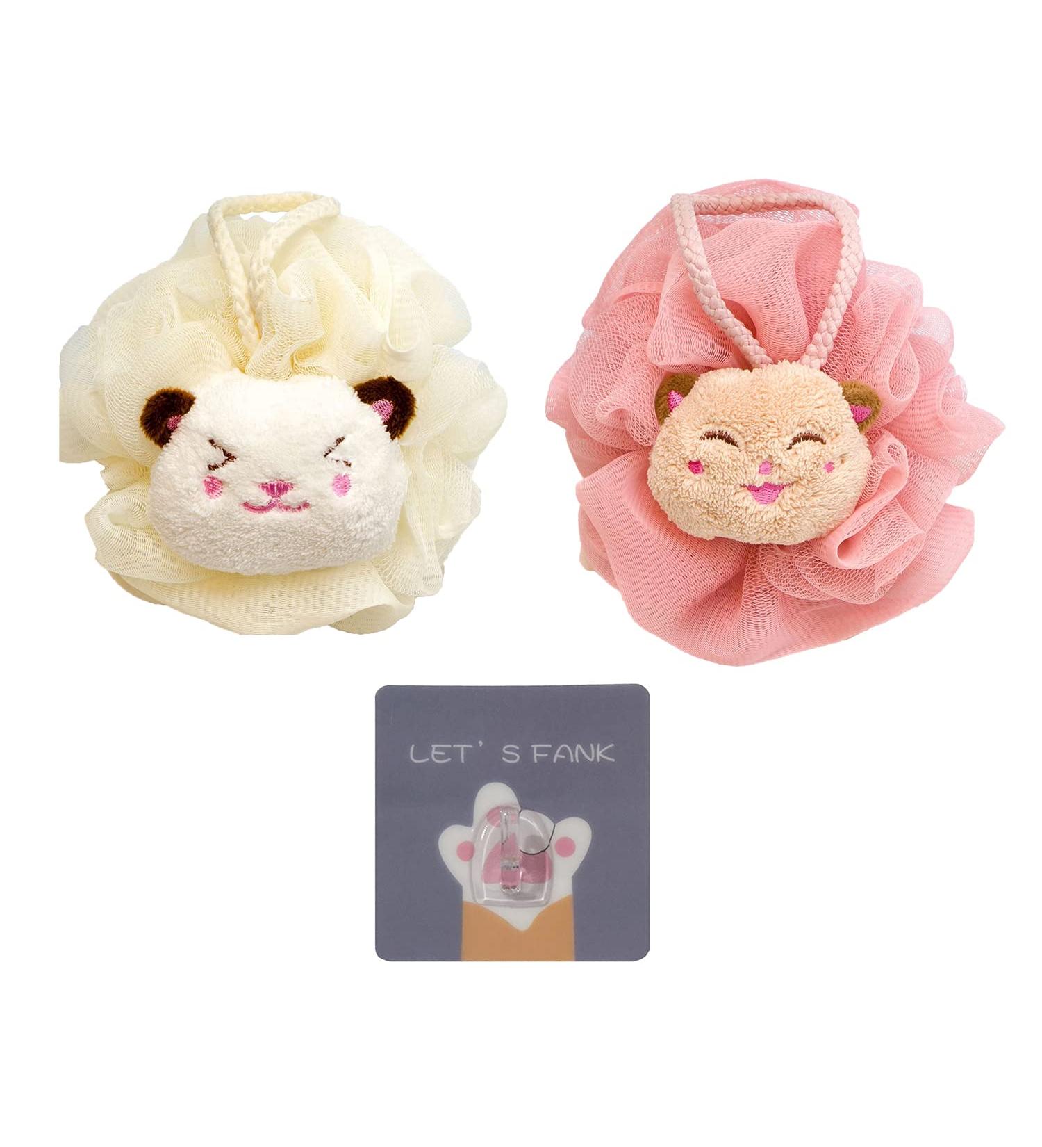 Cute Anime Cat Body Loofah Sponge for Shower - Soft Large Back Scrubber for Women & Baby Bath - Cartoon Shower Loofah for Gentle Exfoliation - Buy Online on GoSupps.com
