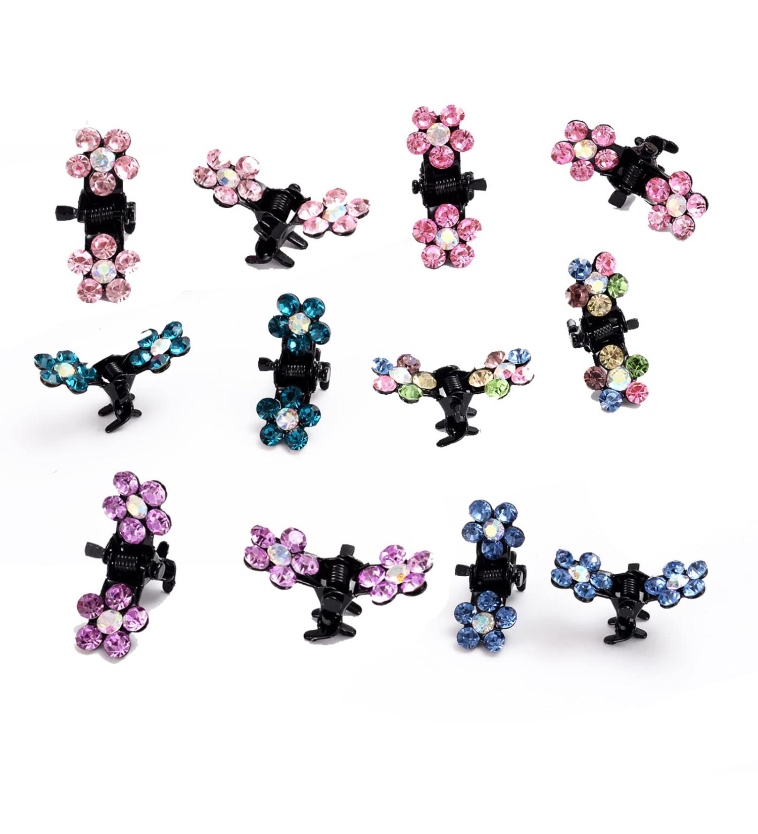 36 Mini Strass Hair Clips - Rhinestone Flower Hairpins for Women & Girls | Perfect for Daily Wear & Parties - 6 Colors - Buy Online on GoSupps.com